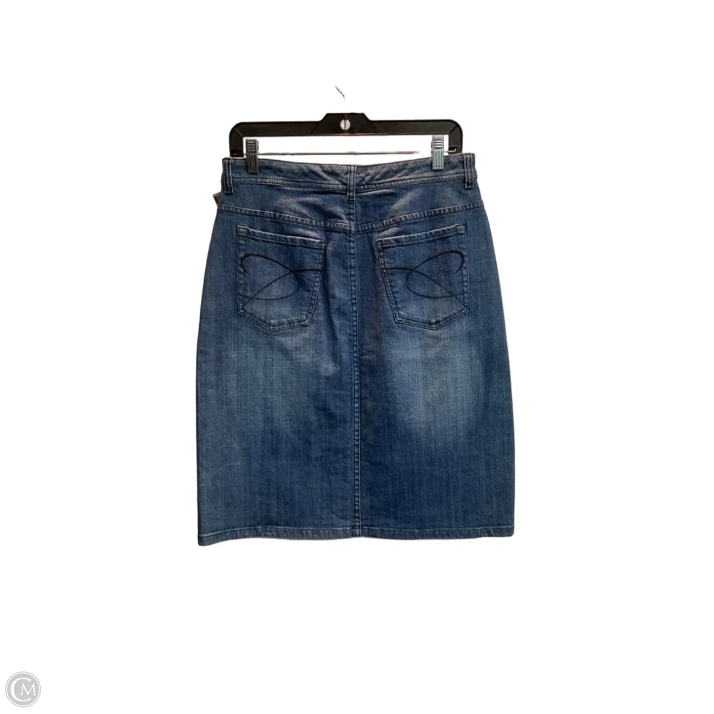 Skirt Midi By Chicos In Blue Denim, Size: 8