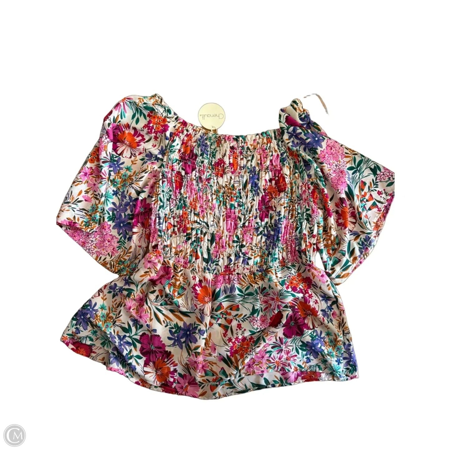 Top Short Sleeve By Chenault In Floral Print, Size: 1x