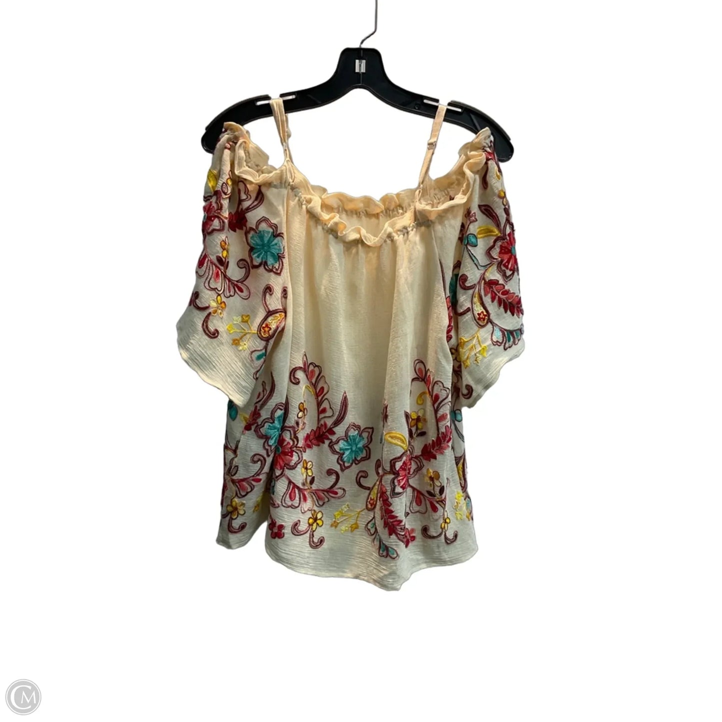 Top Short Sleeve By Cato In Cream, Size: L