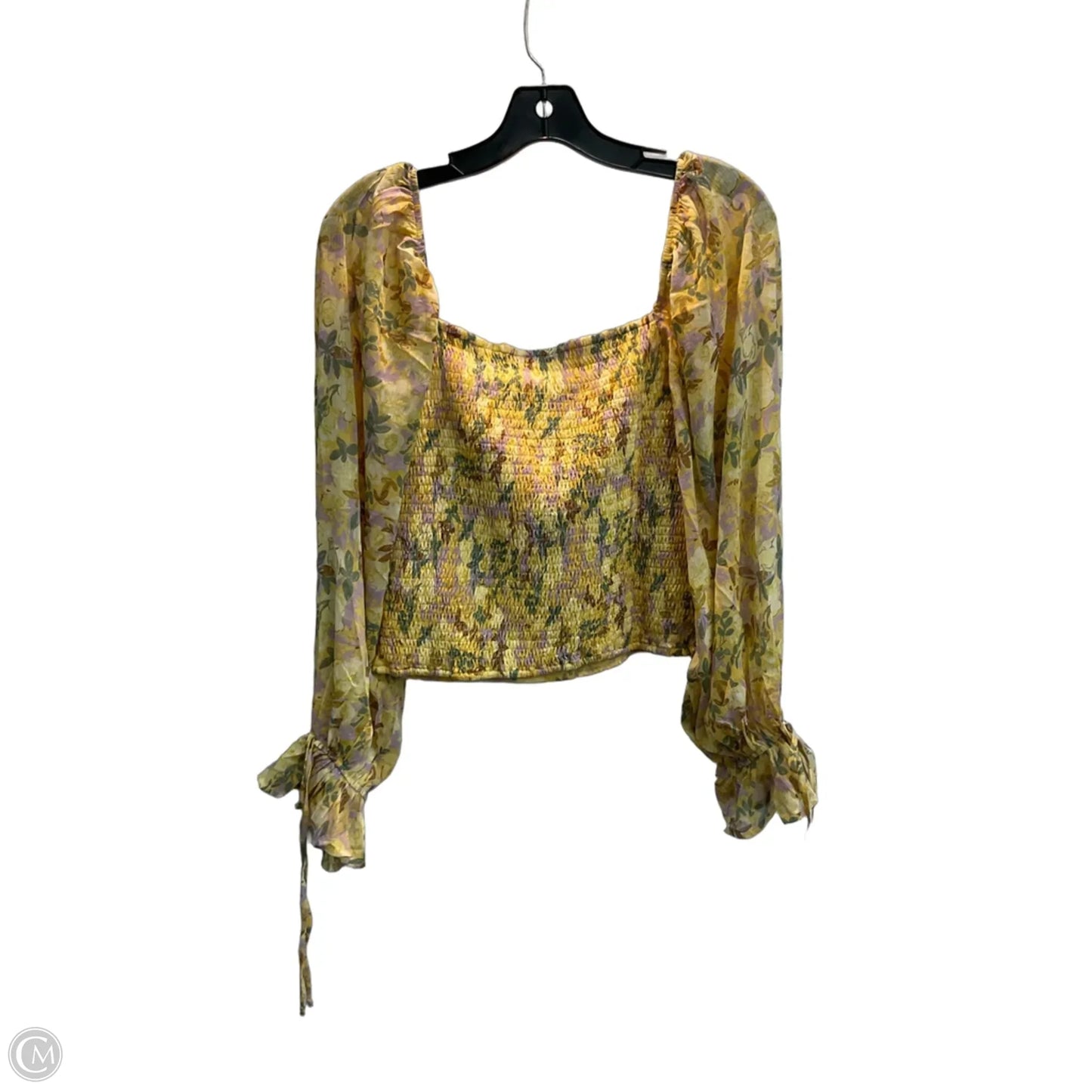 Blouse Long Sleeve By Promesa In Yellow, Size: L