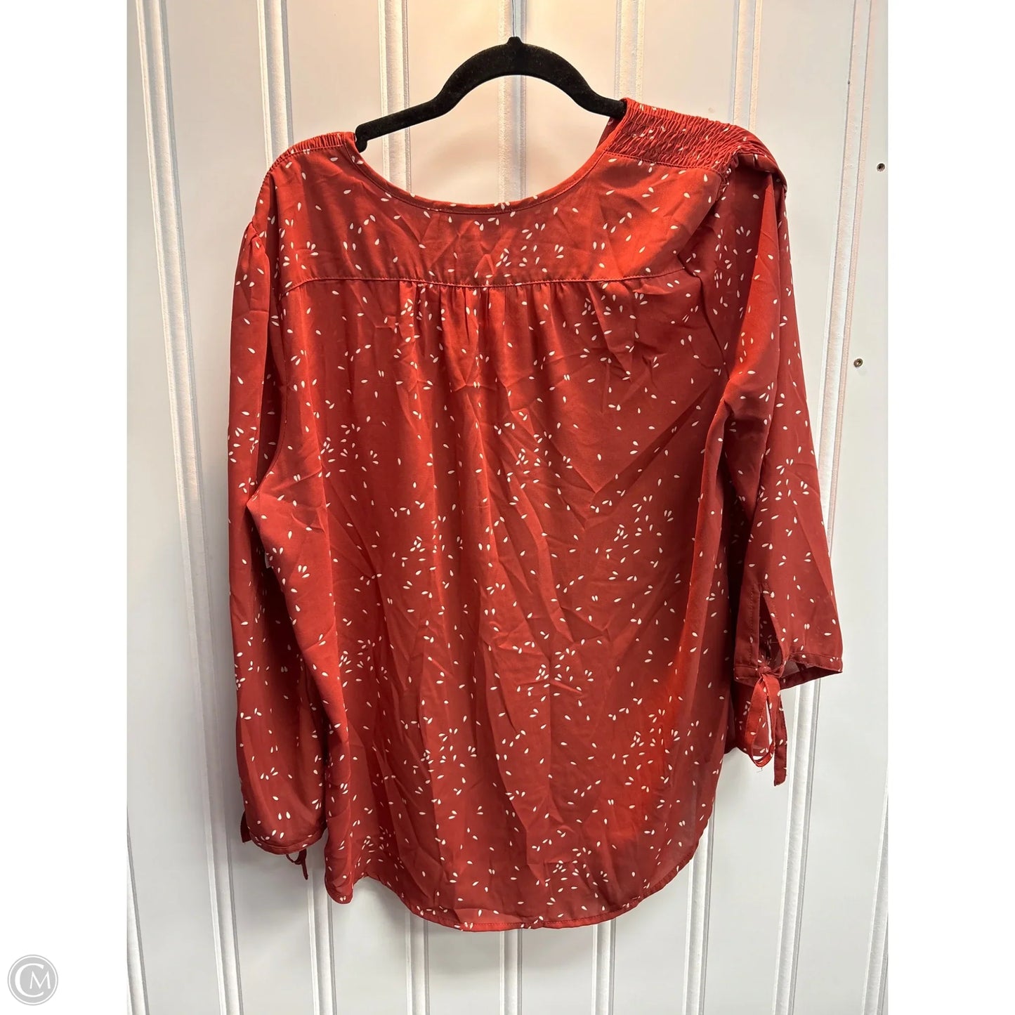 Blouse Long Sleeve By Clothes Mentor In Red & White, Size: Xxl
