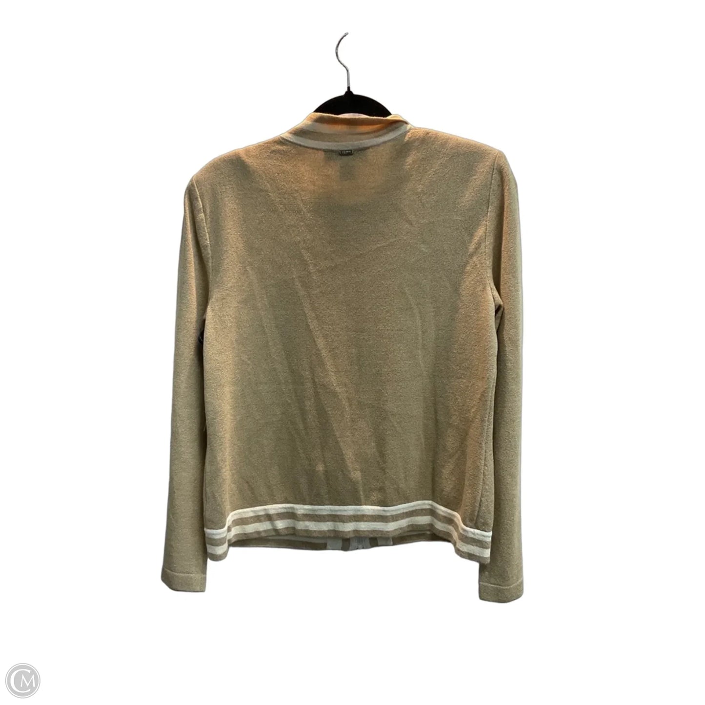 Cardigan Luxury Designer By St John Collection In Tan & White, Size: M