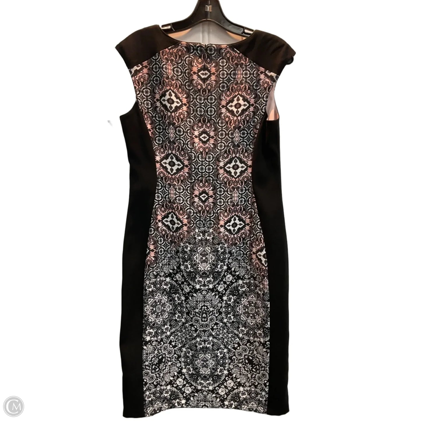 Dress Casual Midi By Maggy London In Black & Pink, Size: 8