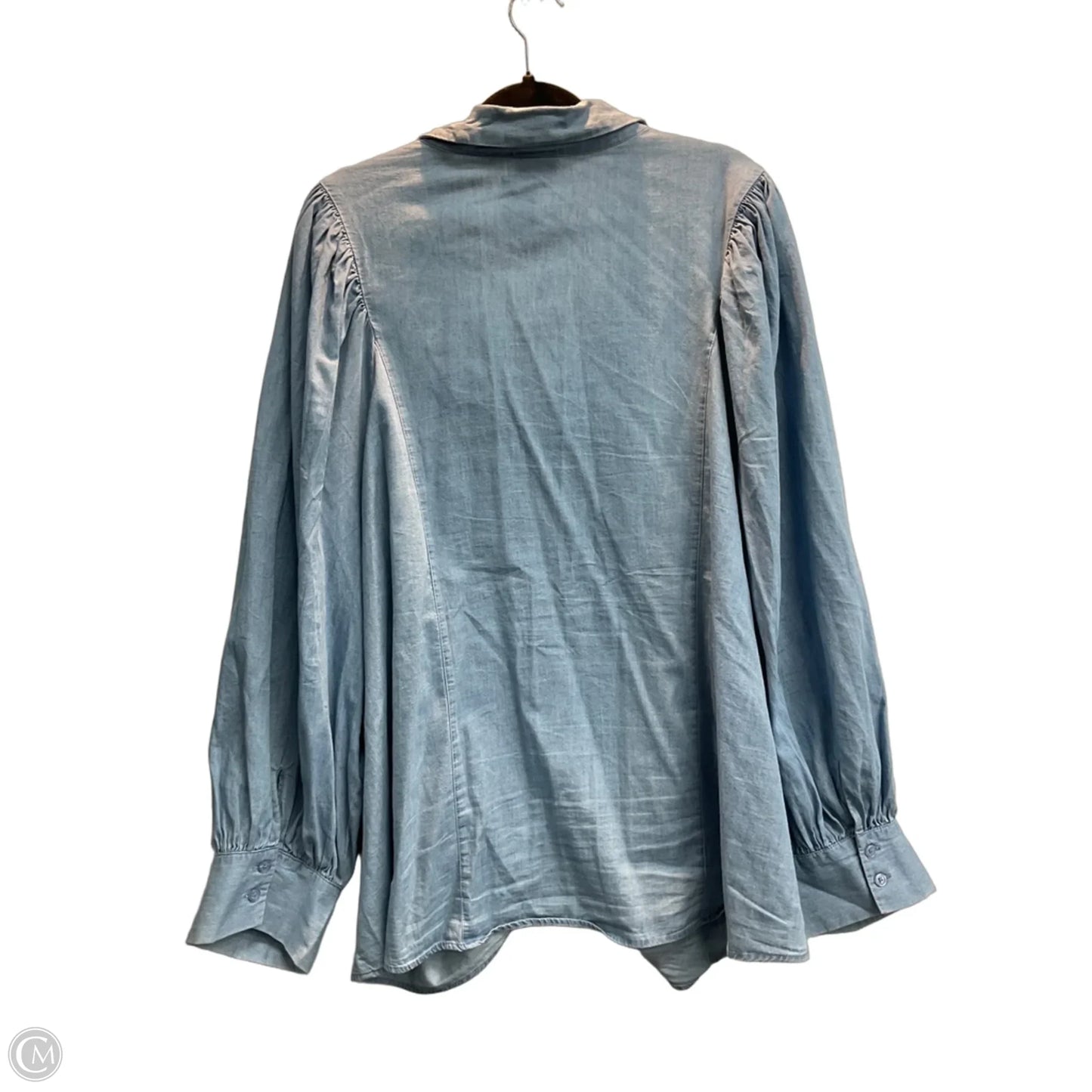 Blouse Long Sleeve By Who What Wear In Blue, Size: 4X