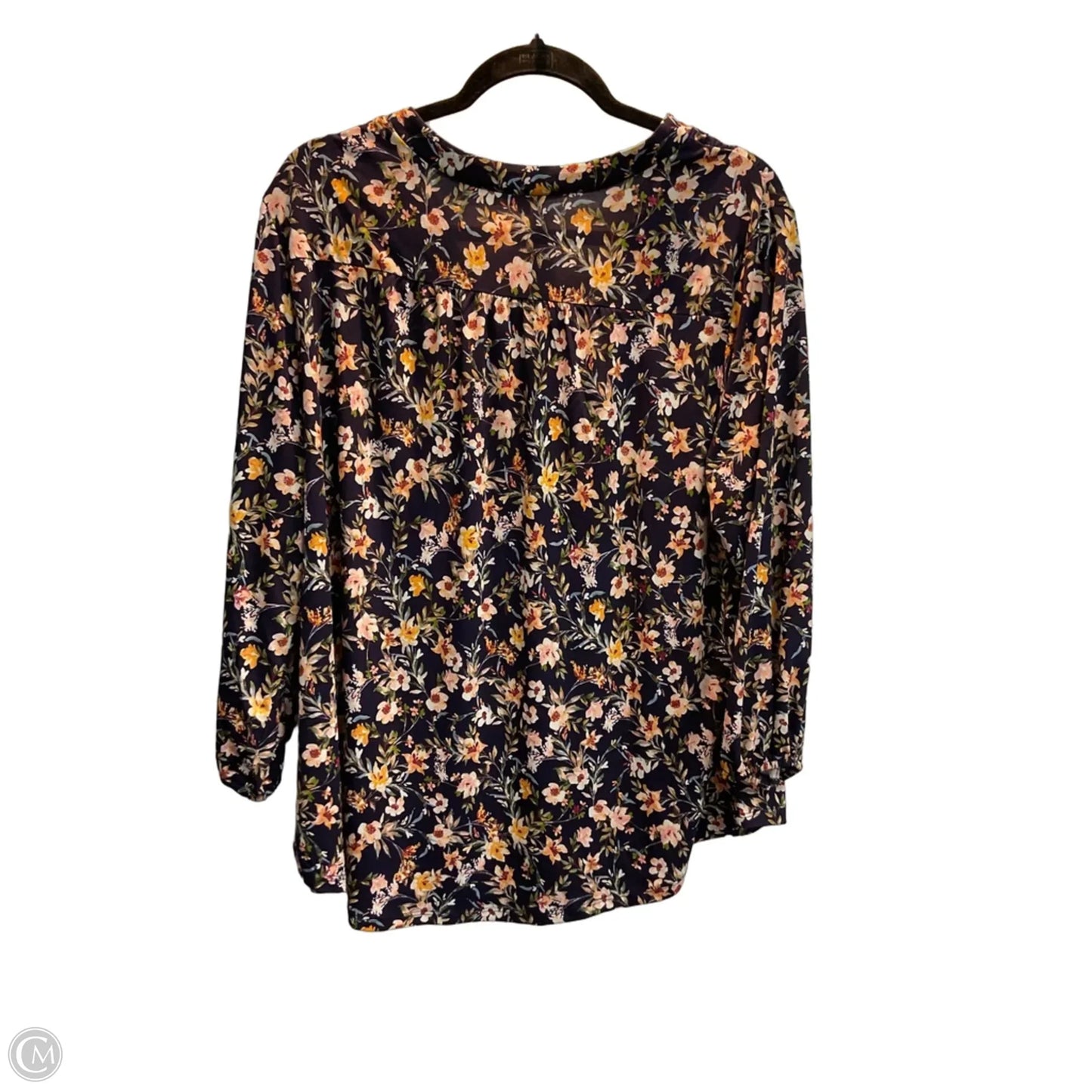 Blouse 3/4 Sleeve By Two By Vince Camuto In Floral Print, Size: Xxl