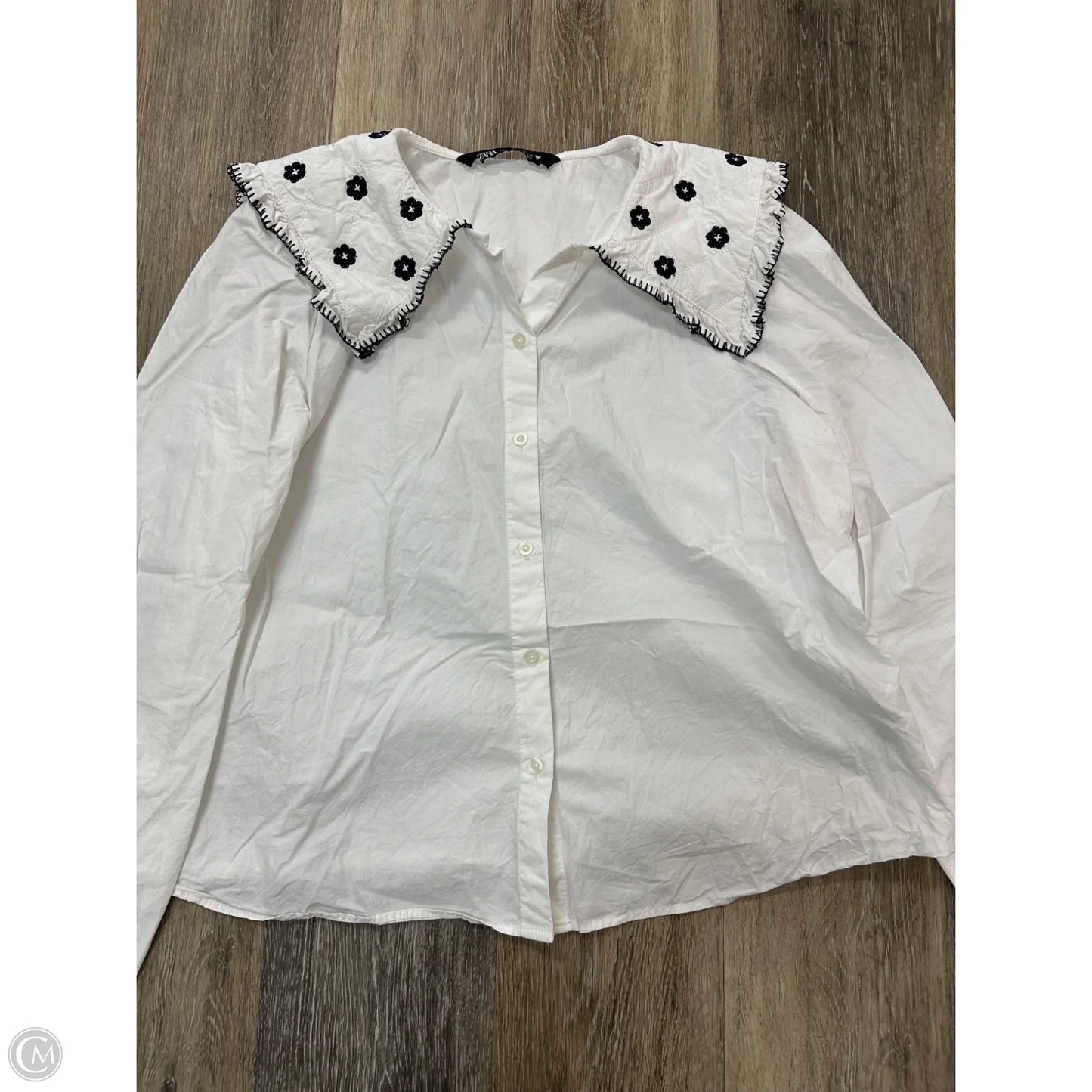 Blouse Long Sleeve By Zara In White, Size: S