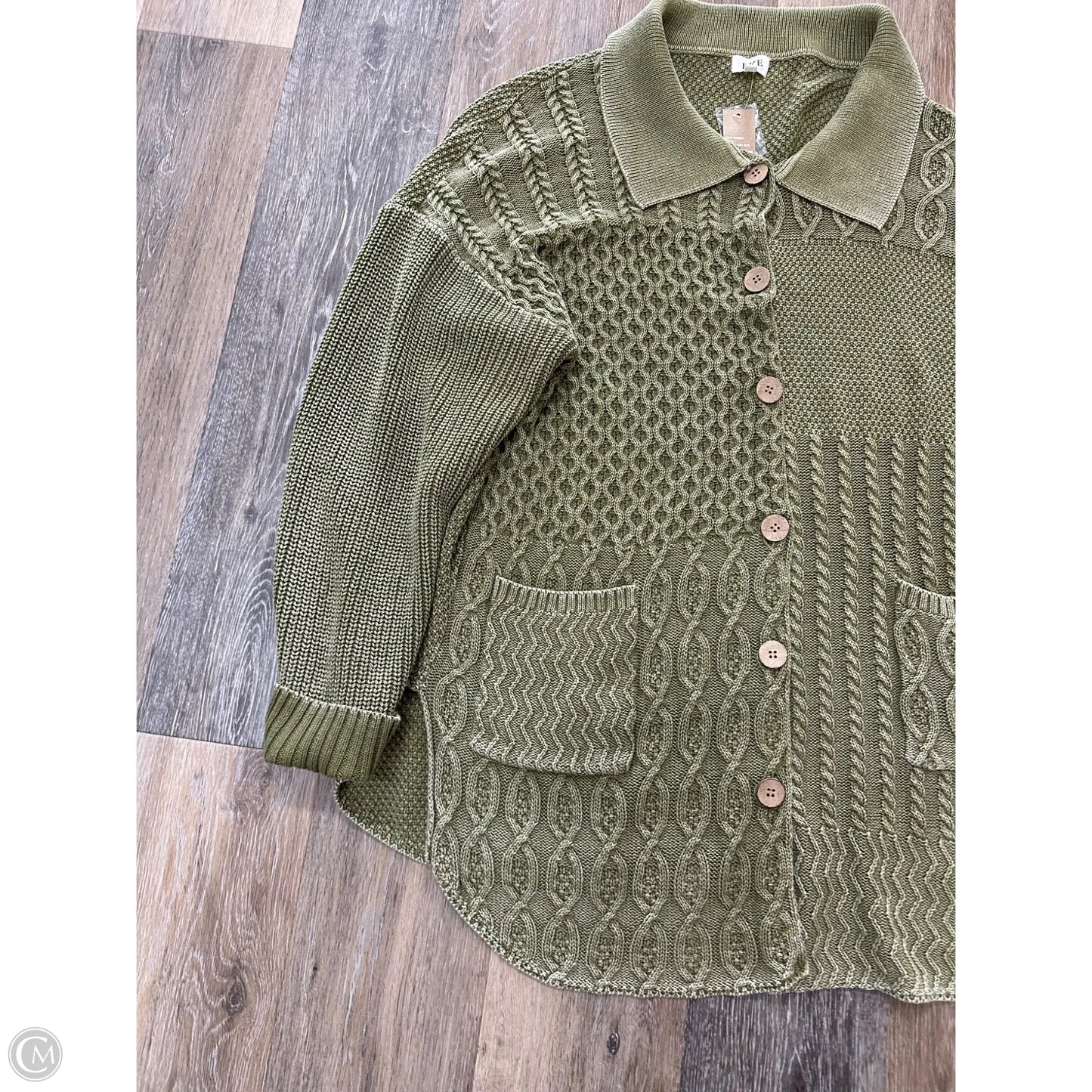 Sweater Cardigan By Bke In Green, Size: Xl