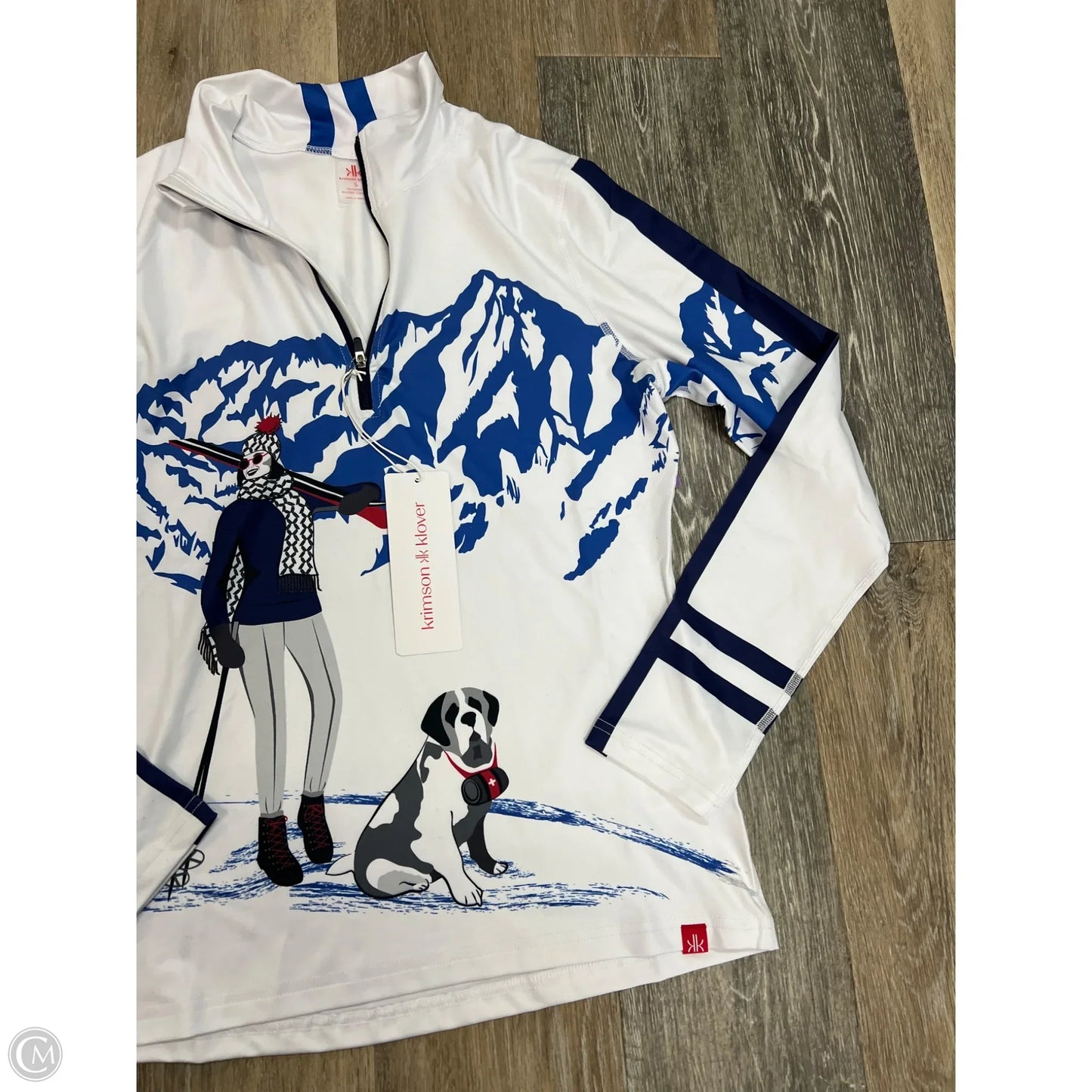 Athletic Top Long Sleeve By Krimson Klover In Blue & White, Size: S