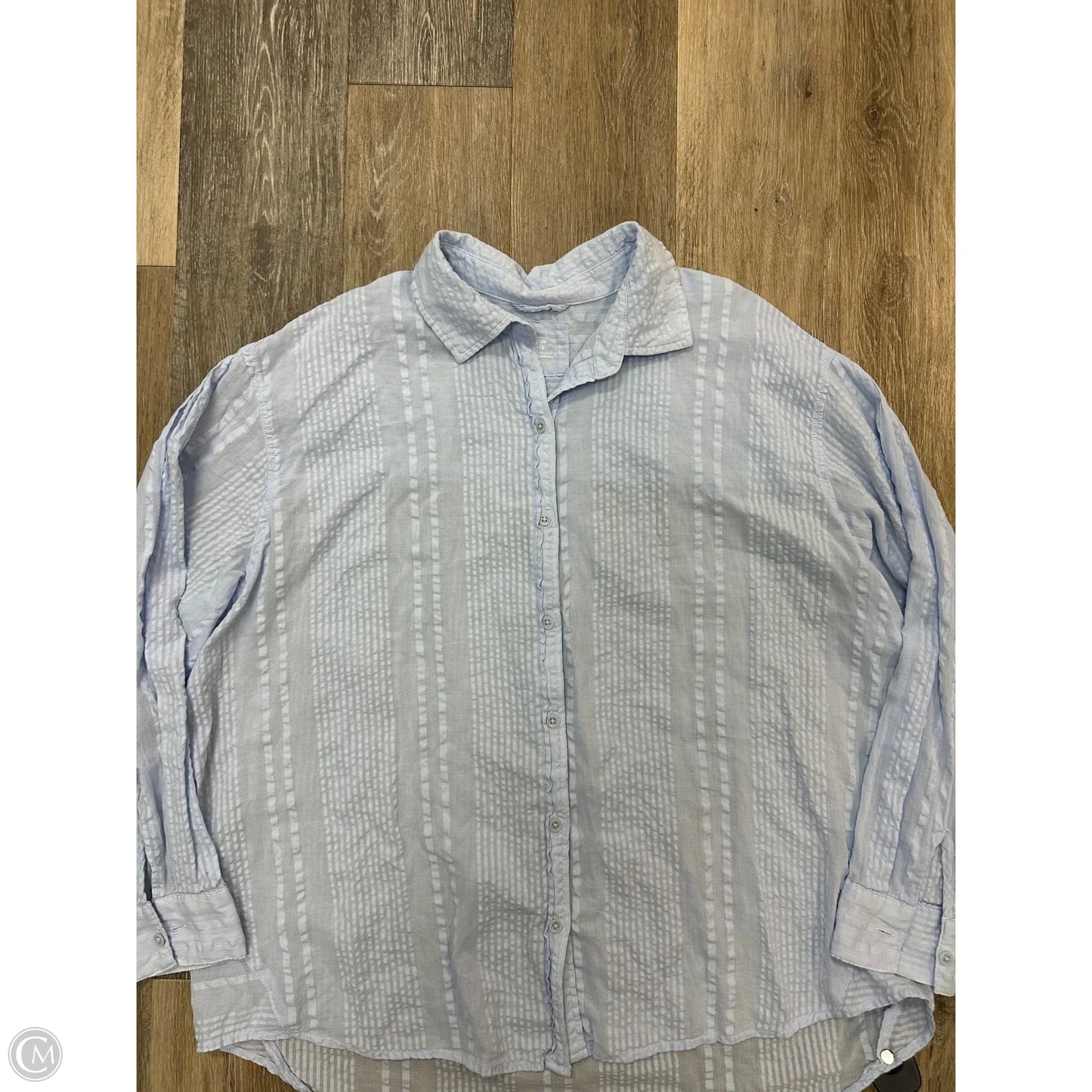 Blouse Long Sleeve By Aerie In Blue, Size: M