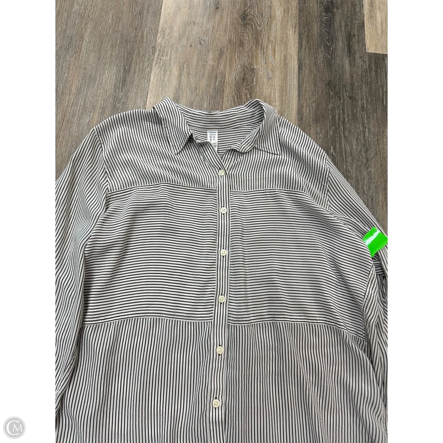 Blouse Long Sleeve By Spanx In Striped Pattern, Size: Xl