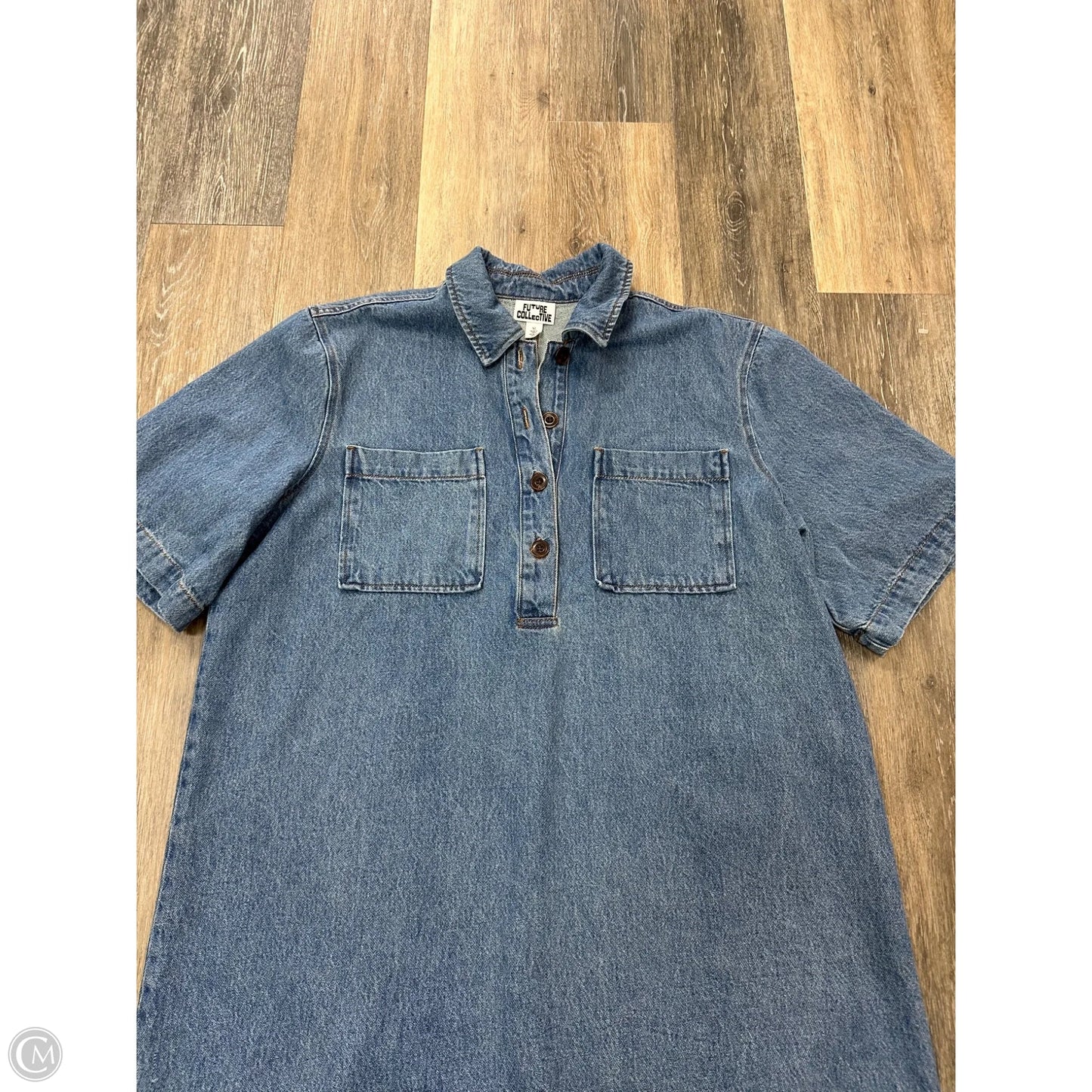 Dress Casual Short By Future Collective In Blue Denim, Size: Xl