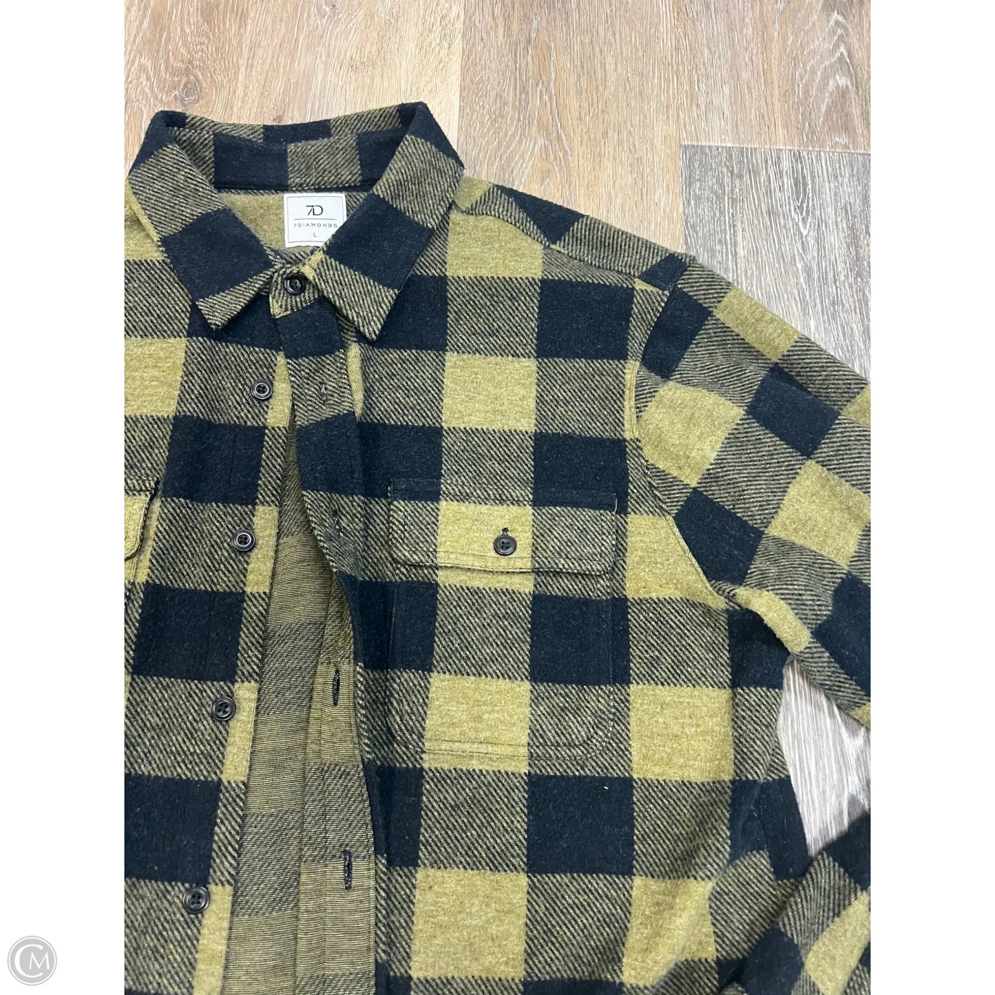 Jacket Shirt By 7 Diamonds In Plaid Pattern, Size: L