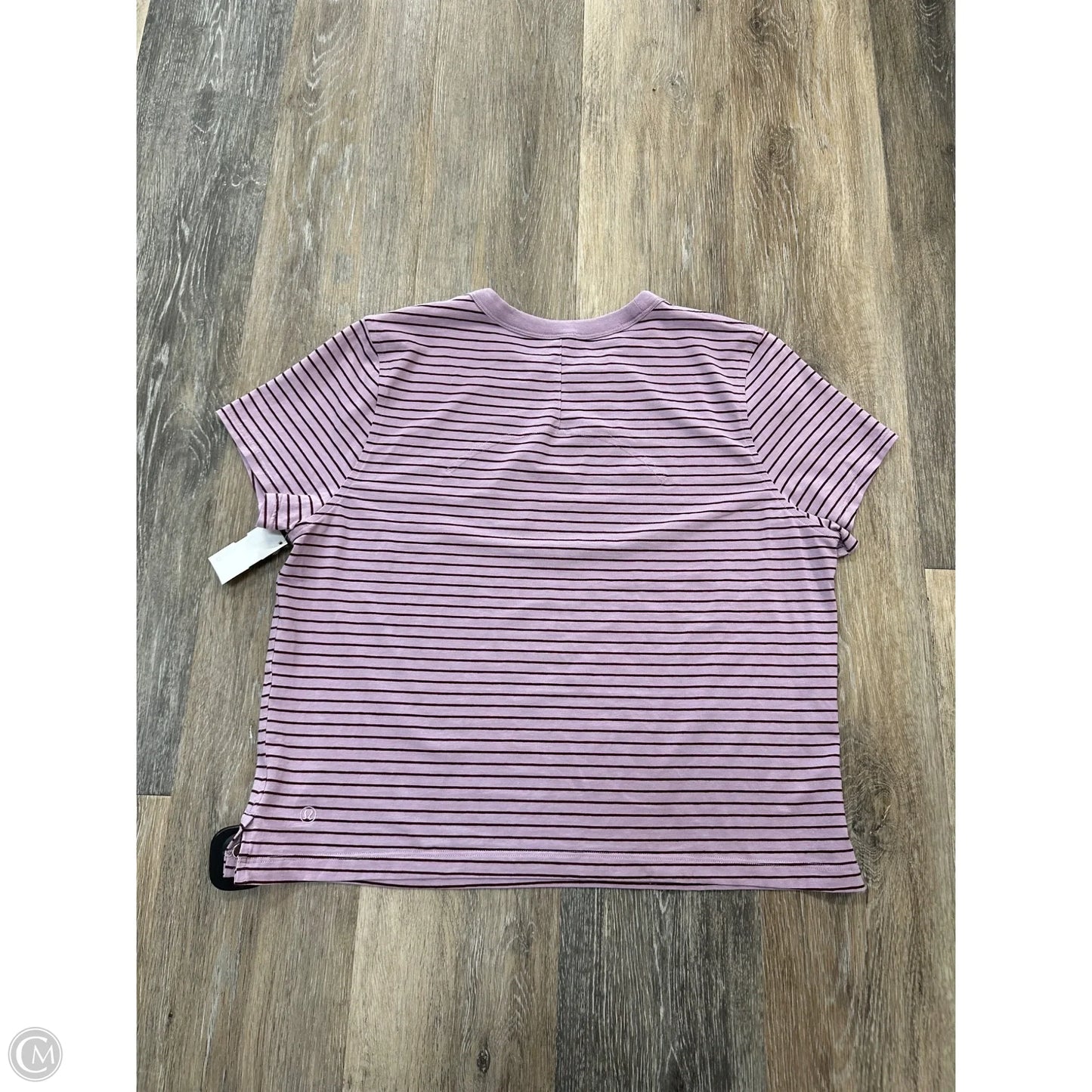 Athletic Top Short Sleeve By Lululemon In Striped Pattern, Size: M