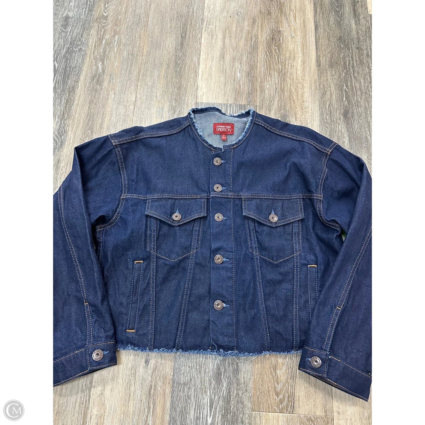 Jacket Denim By Johnny Was In Blue Denim, Size: M