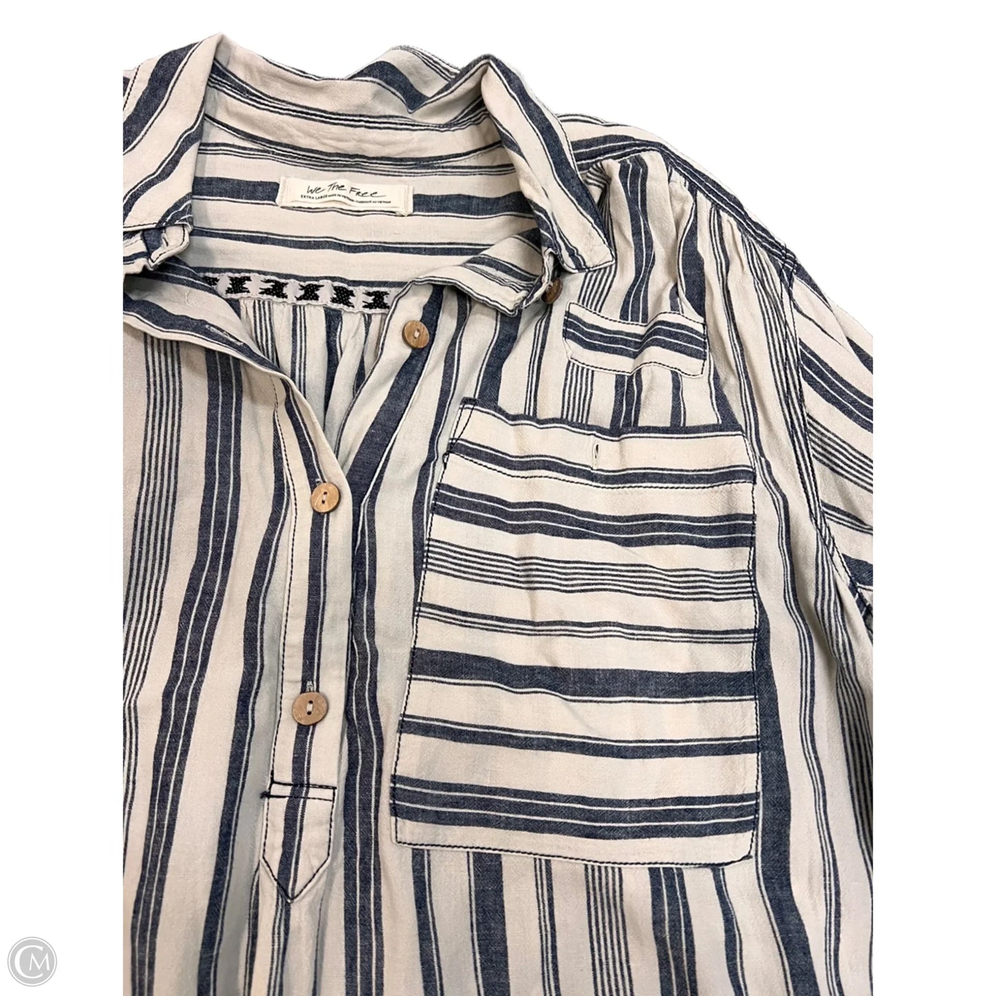 Blouse Long Sleeve By We The Free In Striped Pattern, Size: Xl