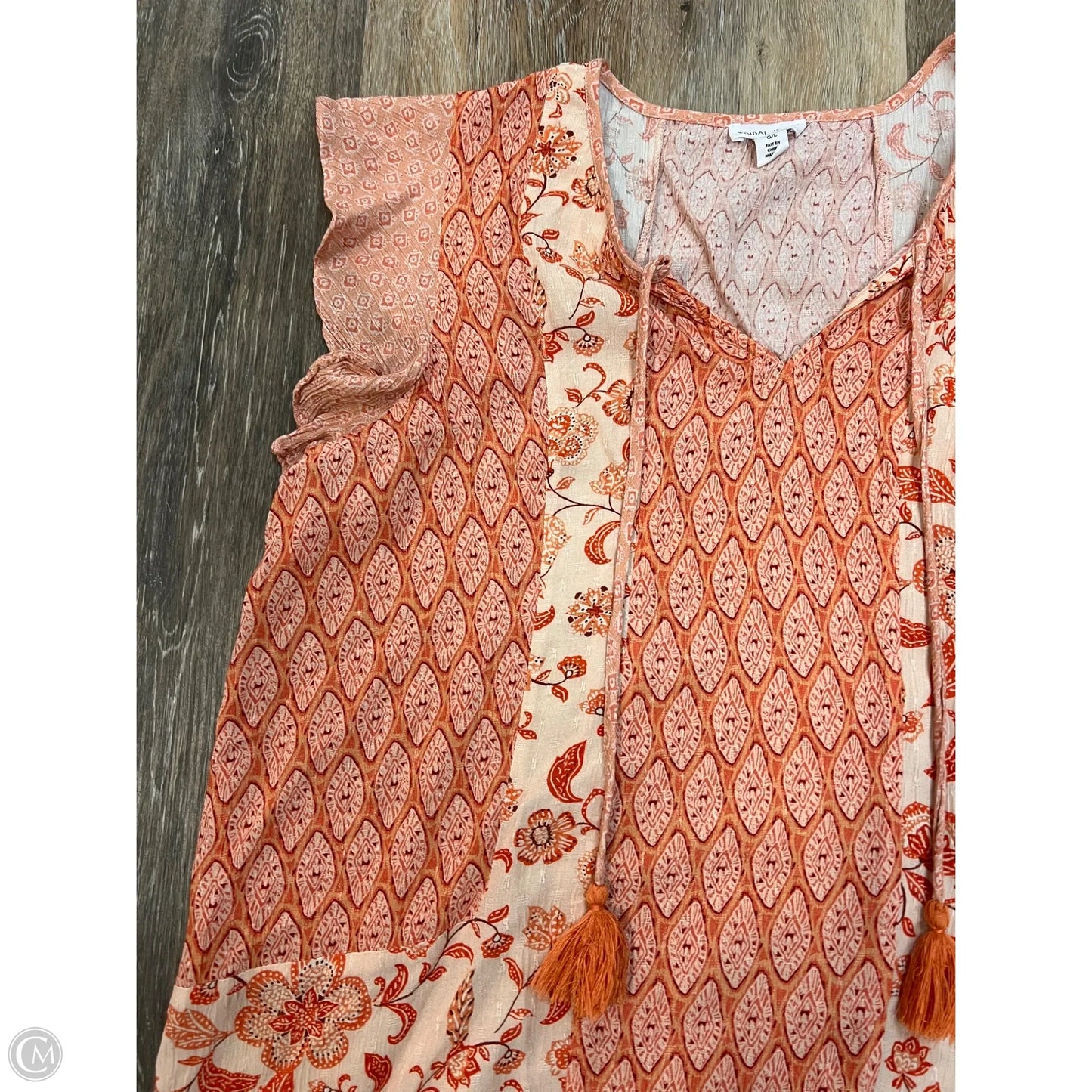 Blouse Short Sleeve By Tribal In Orange, Size: L