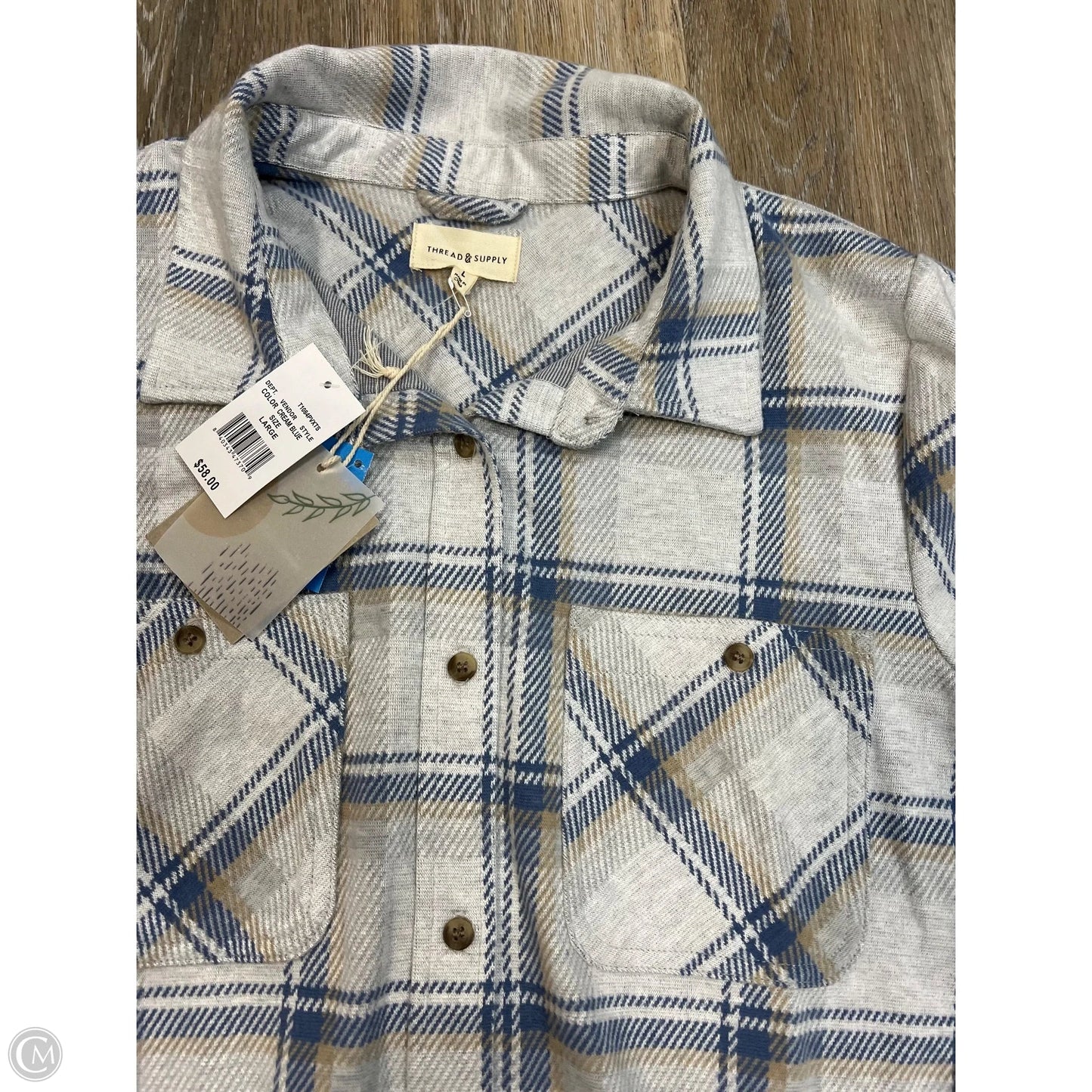 Jacket Shirt By Thread And Supply In Plaid Pattern, Size: L