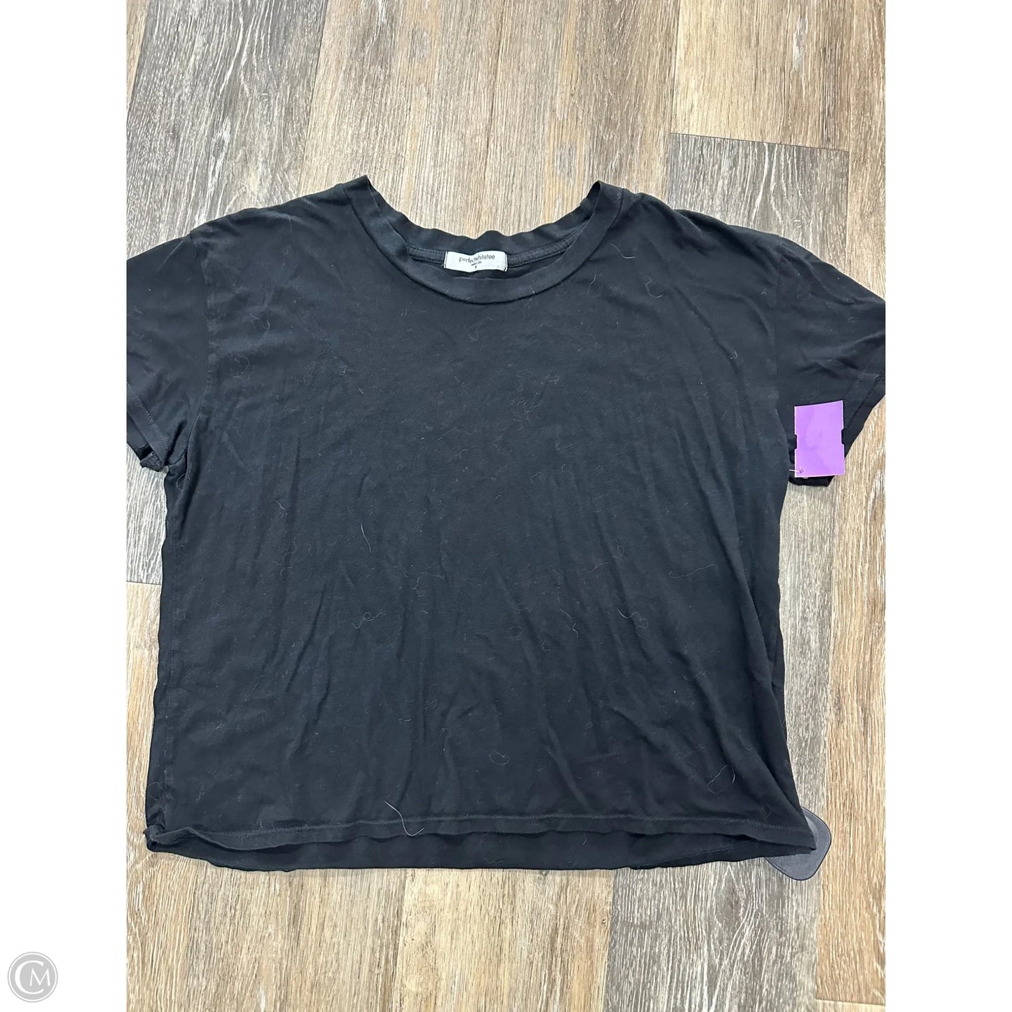 Top Short Sleeve By Perfect White Tee In Black, Size: S
