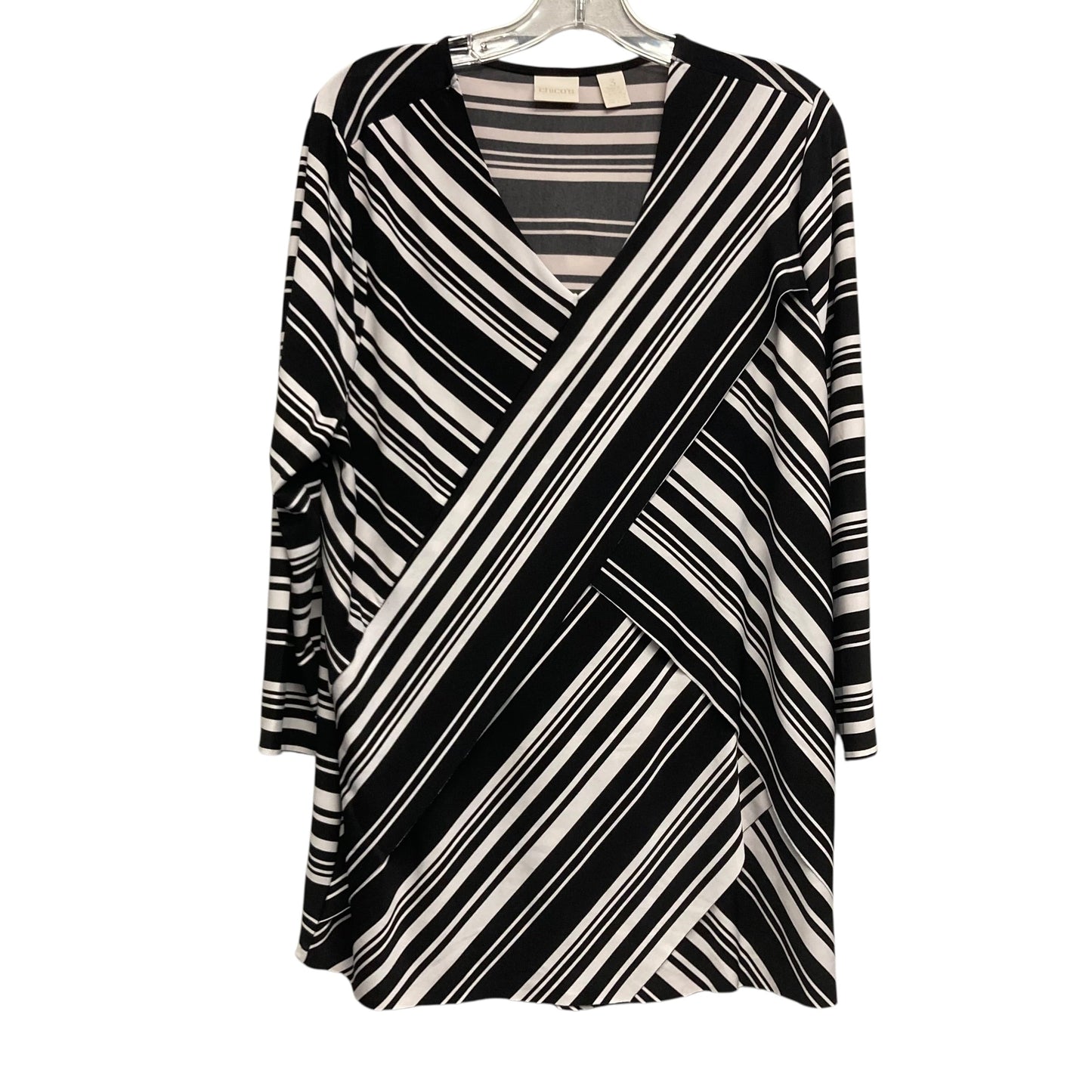 Top 3/4 Sleeve By Chicos In Striped Pattern, Size:Xl