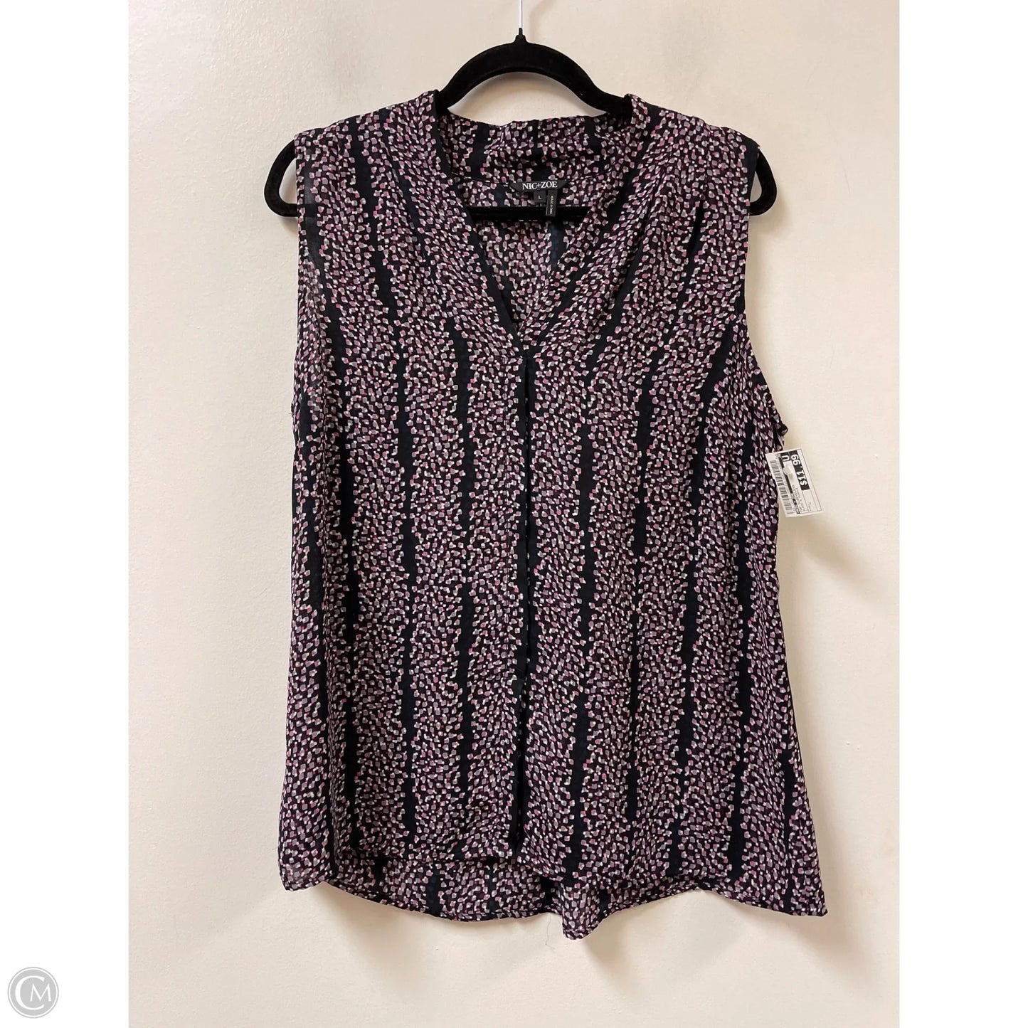 Top Sleeveless By Nic + Zoe In Black & Purple, Size: L