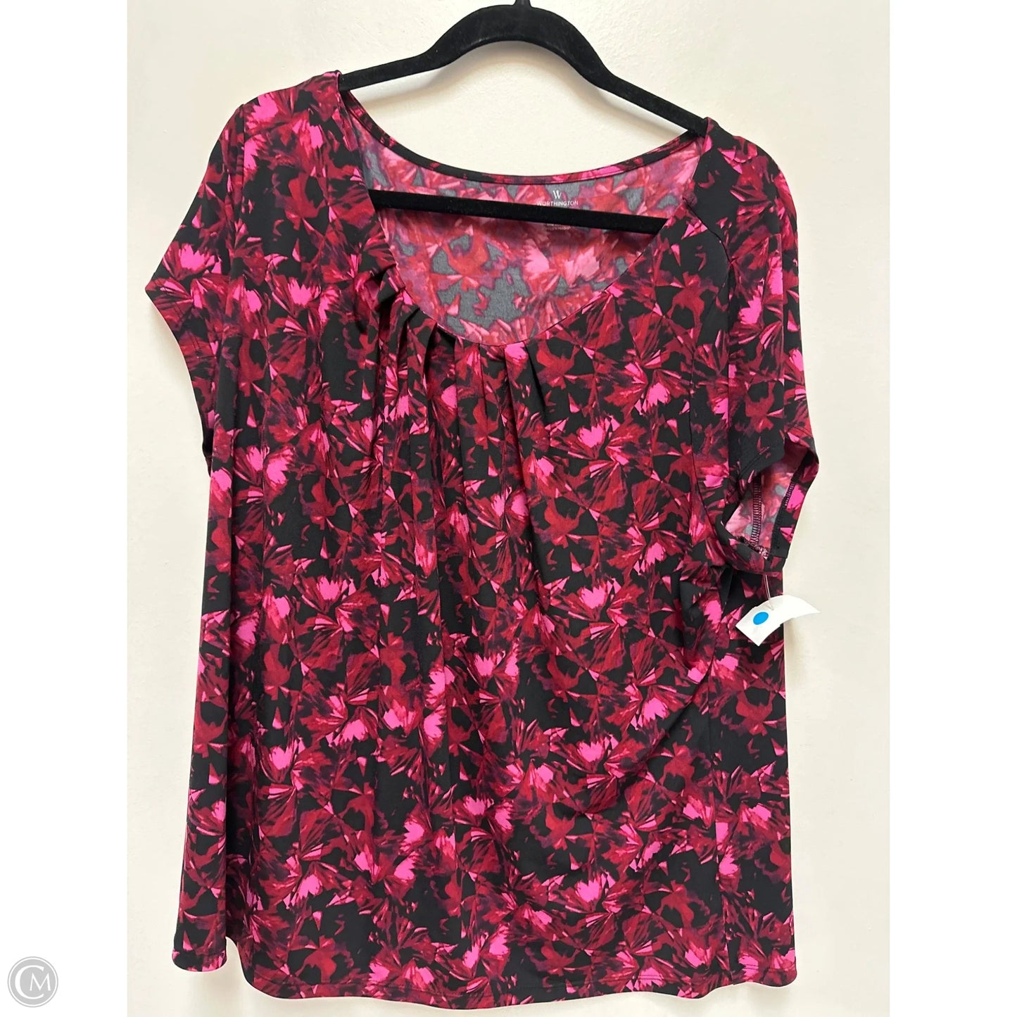 Top Short Sleeve By Worthington In Floral Print, Size: 2x