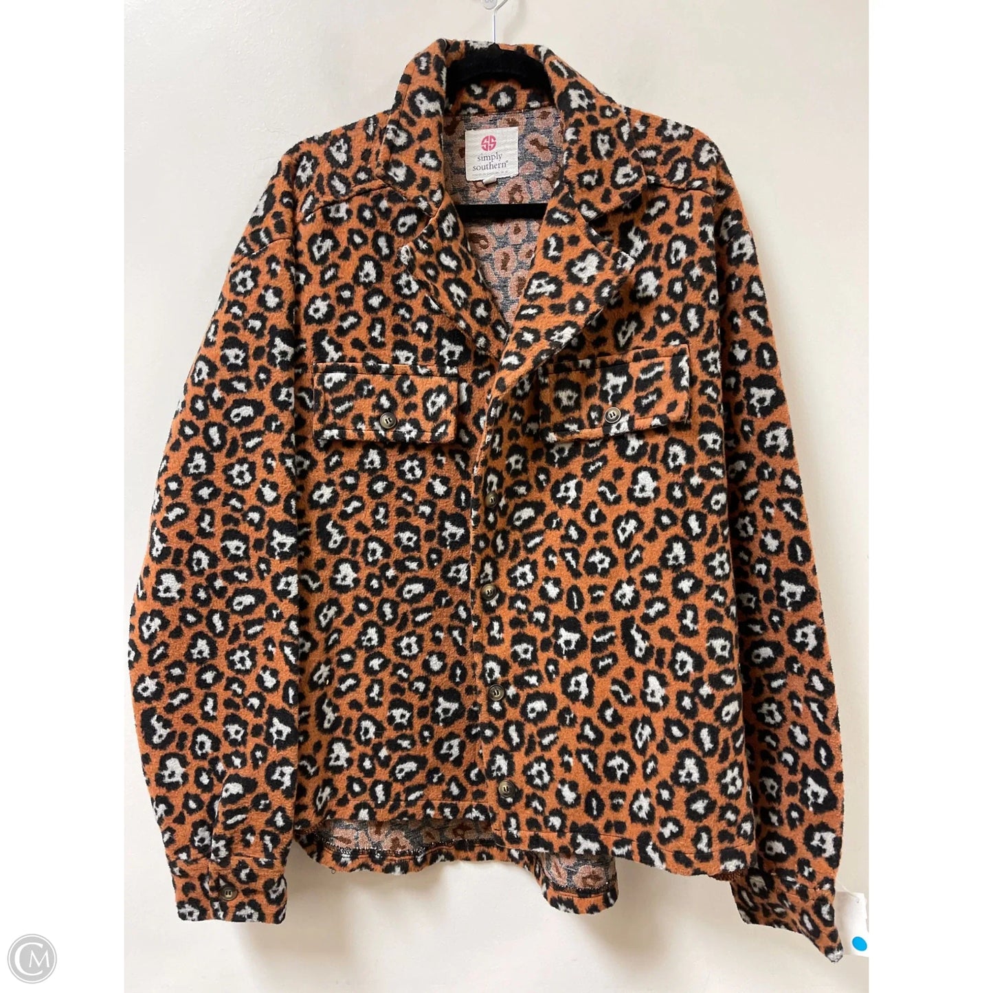 Jacket Shirt By Simply Southern In Animal Print, Size: 2x