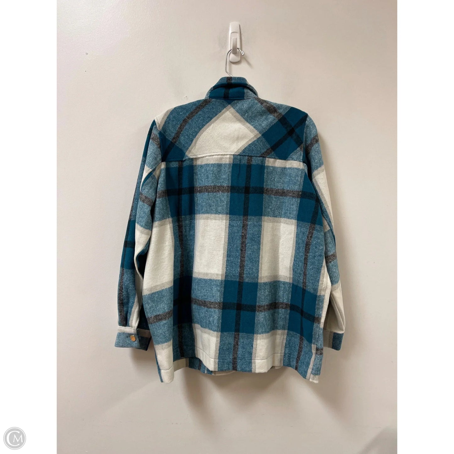 Jacket Shirt By Zenana Outfitters In Plaid Pattern, Size: M