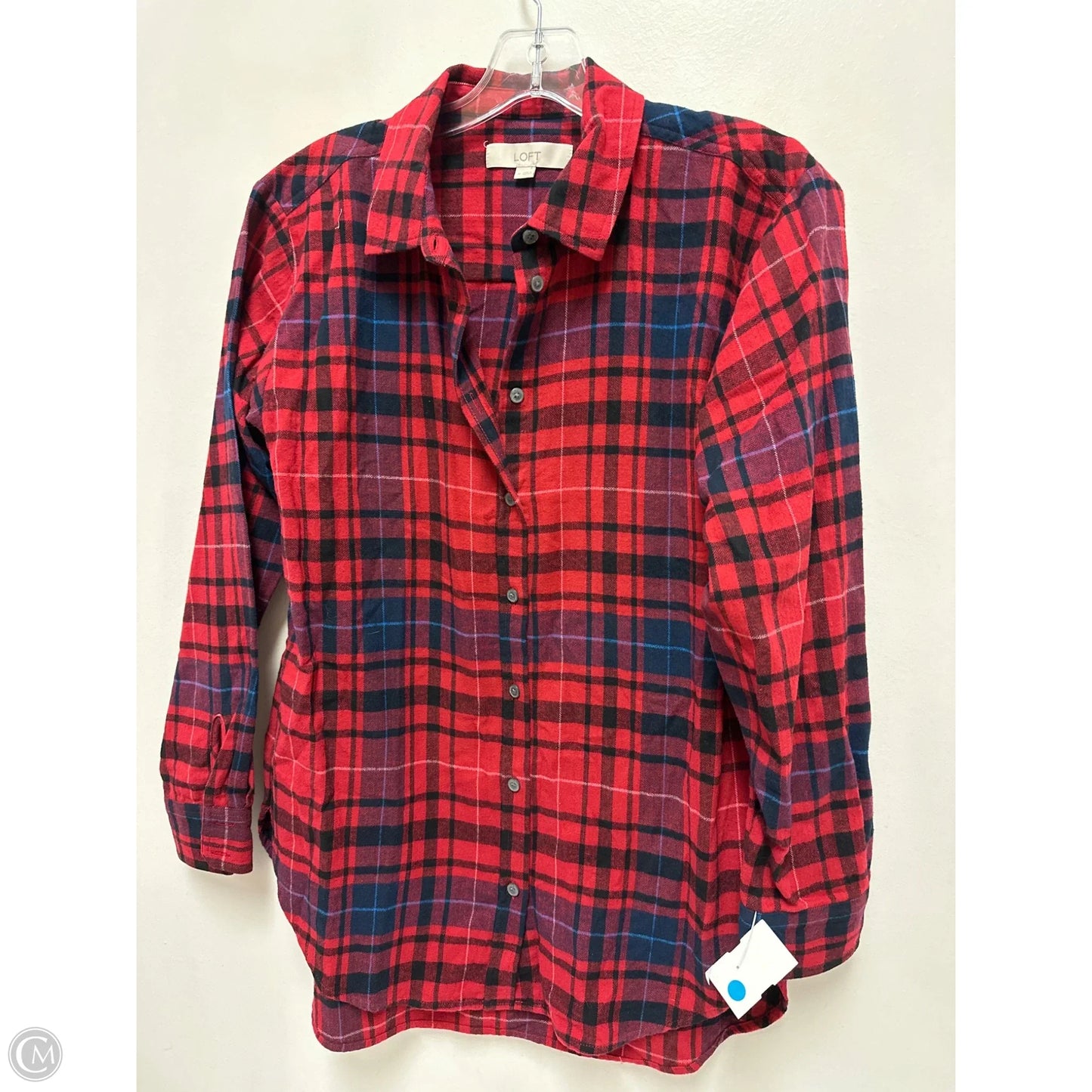 Blouse Long Sleeve By Loft In Black & Red, Size: M