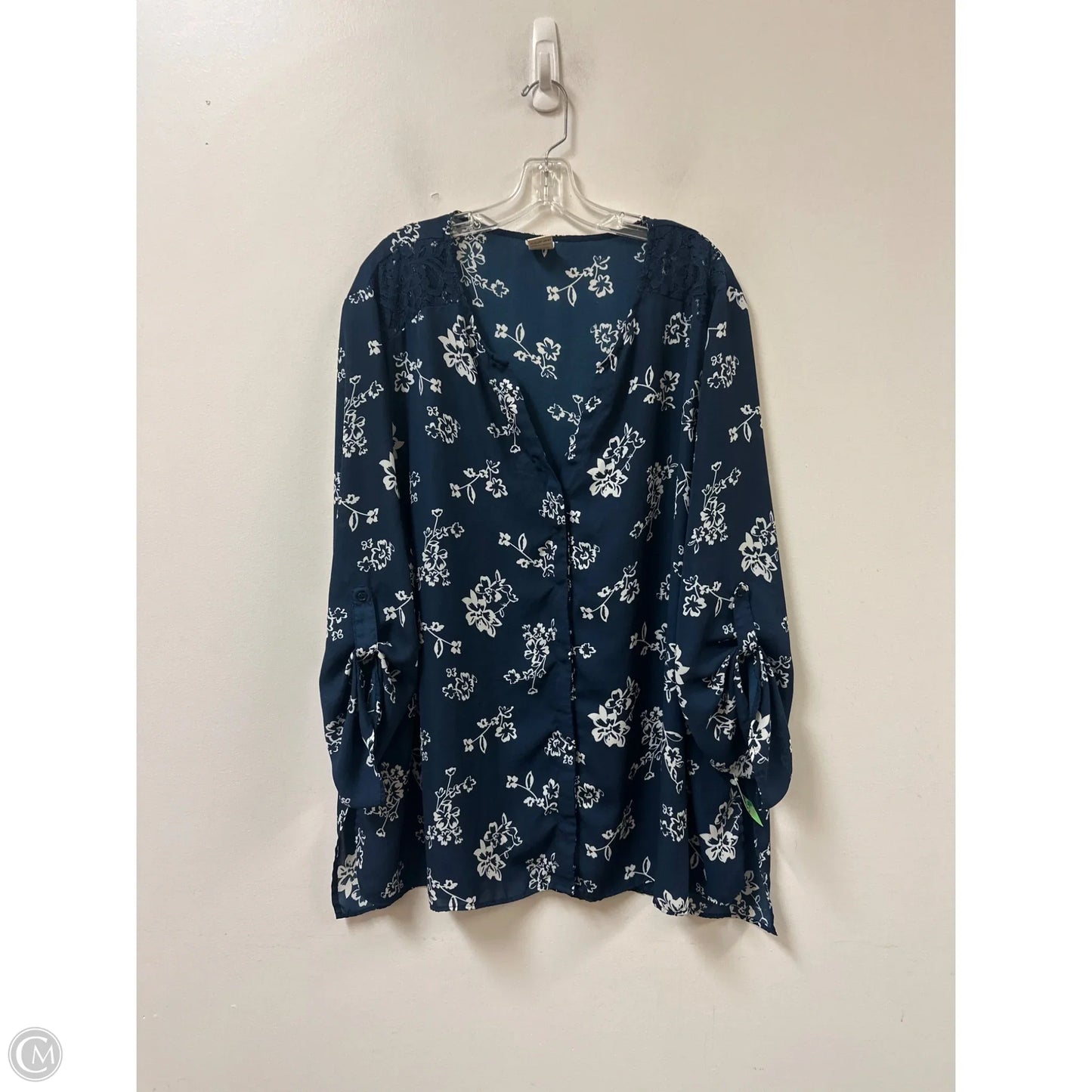 Blouse Long Sleeve By Terra & Sky In Navy, Size: 3x
