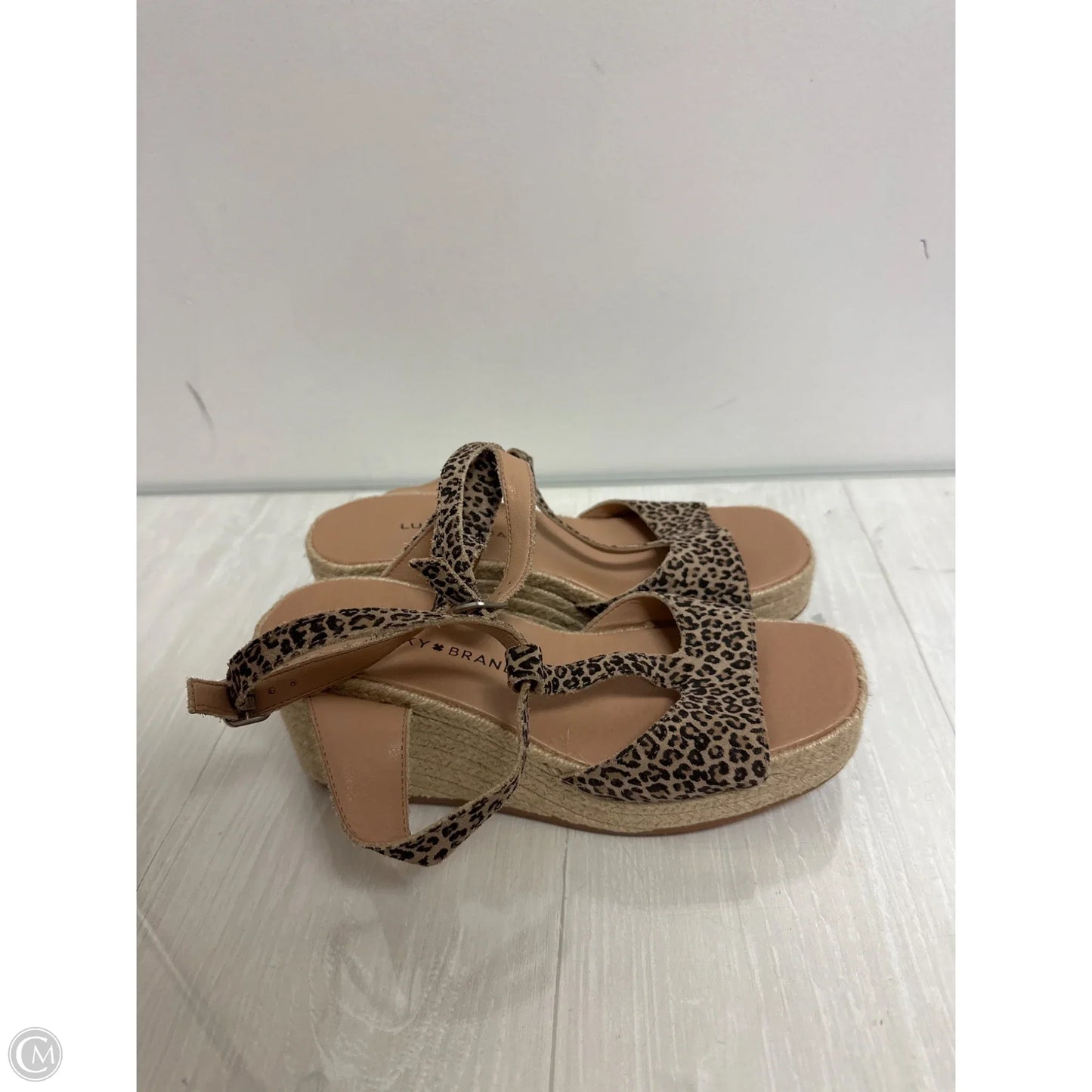 Sandals Heels Wedge By Lucky Brand In Leopard Print, Size: 8