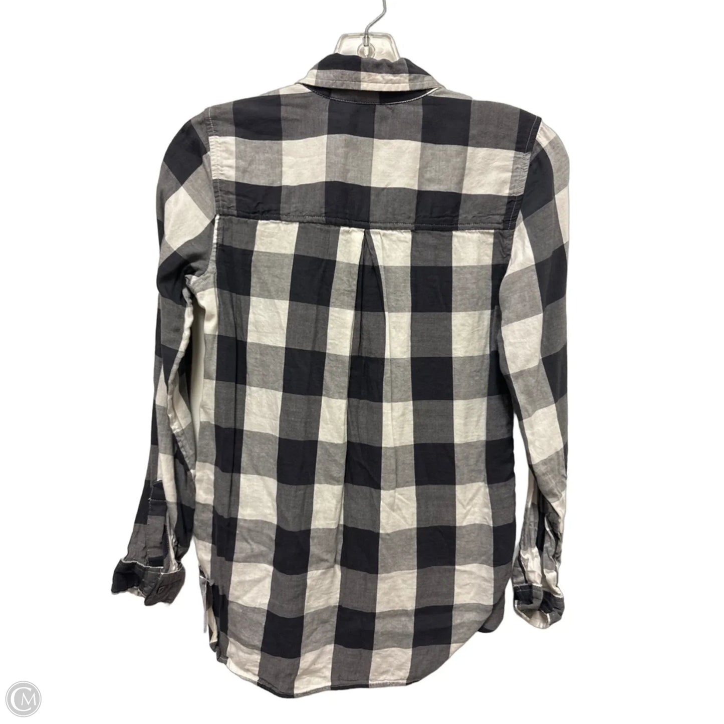 Blouse Long Sleeve By True Craft In Checkered Pattern, Size: Xs