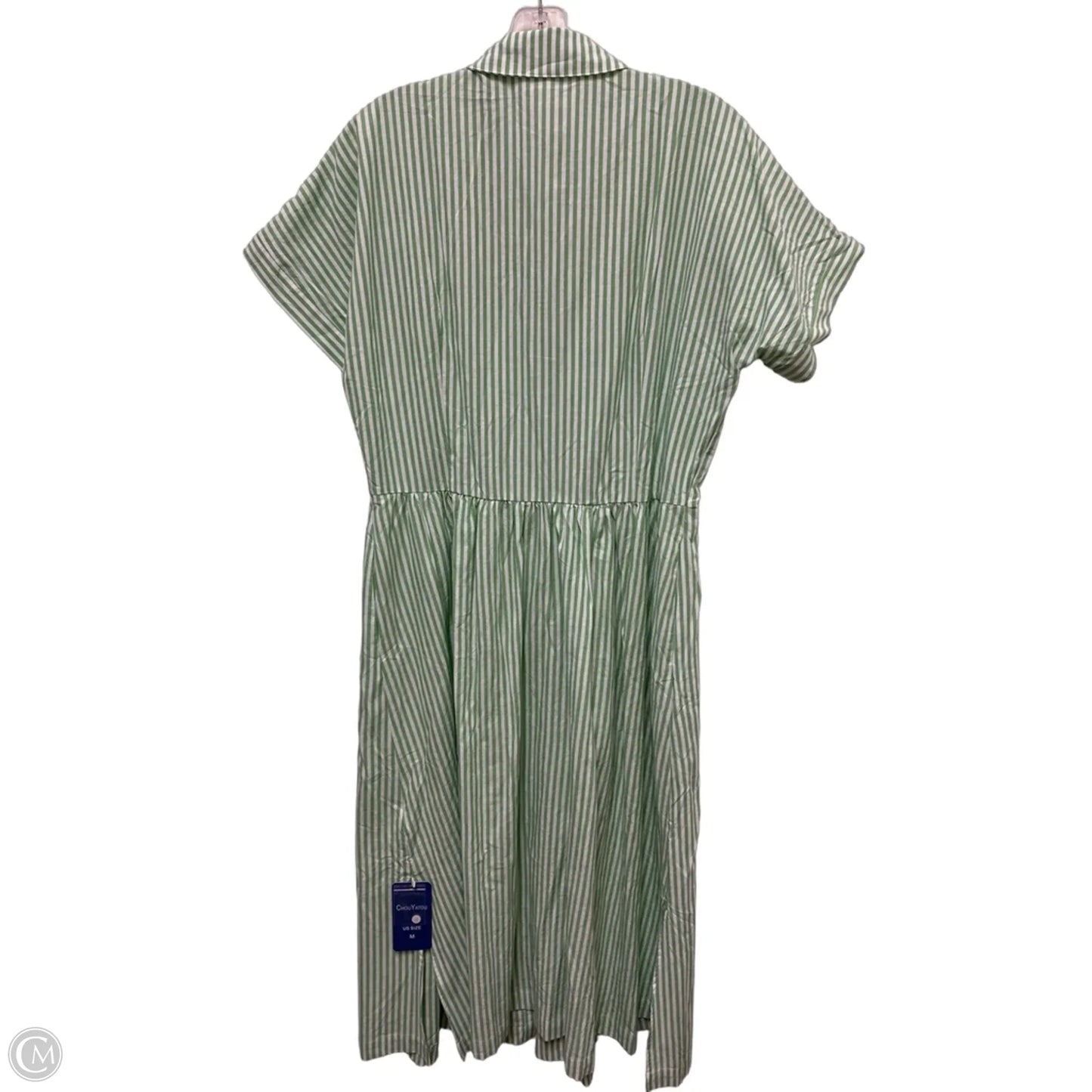 Dress Casual Midi By Clothes Mentor In Green & White, Size: M