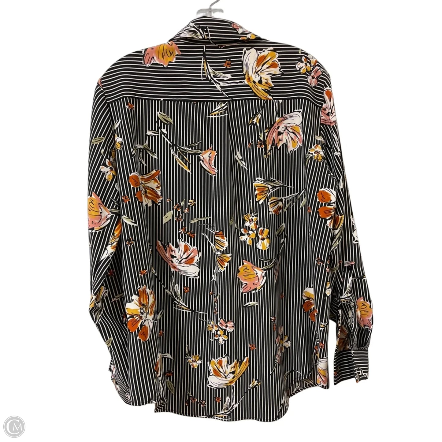 Blouse Long Sleeve By Madison In Black & White, Size: L