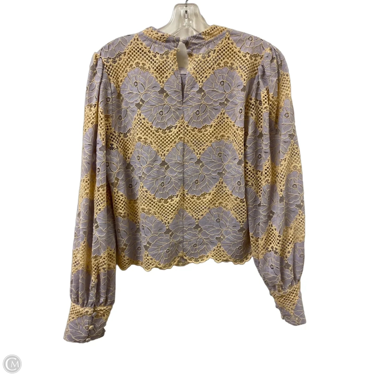 Top Long Sleeve By Dolan Left Coast In Cream & Purple, Size: M