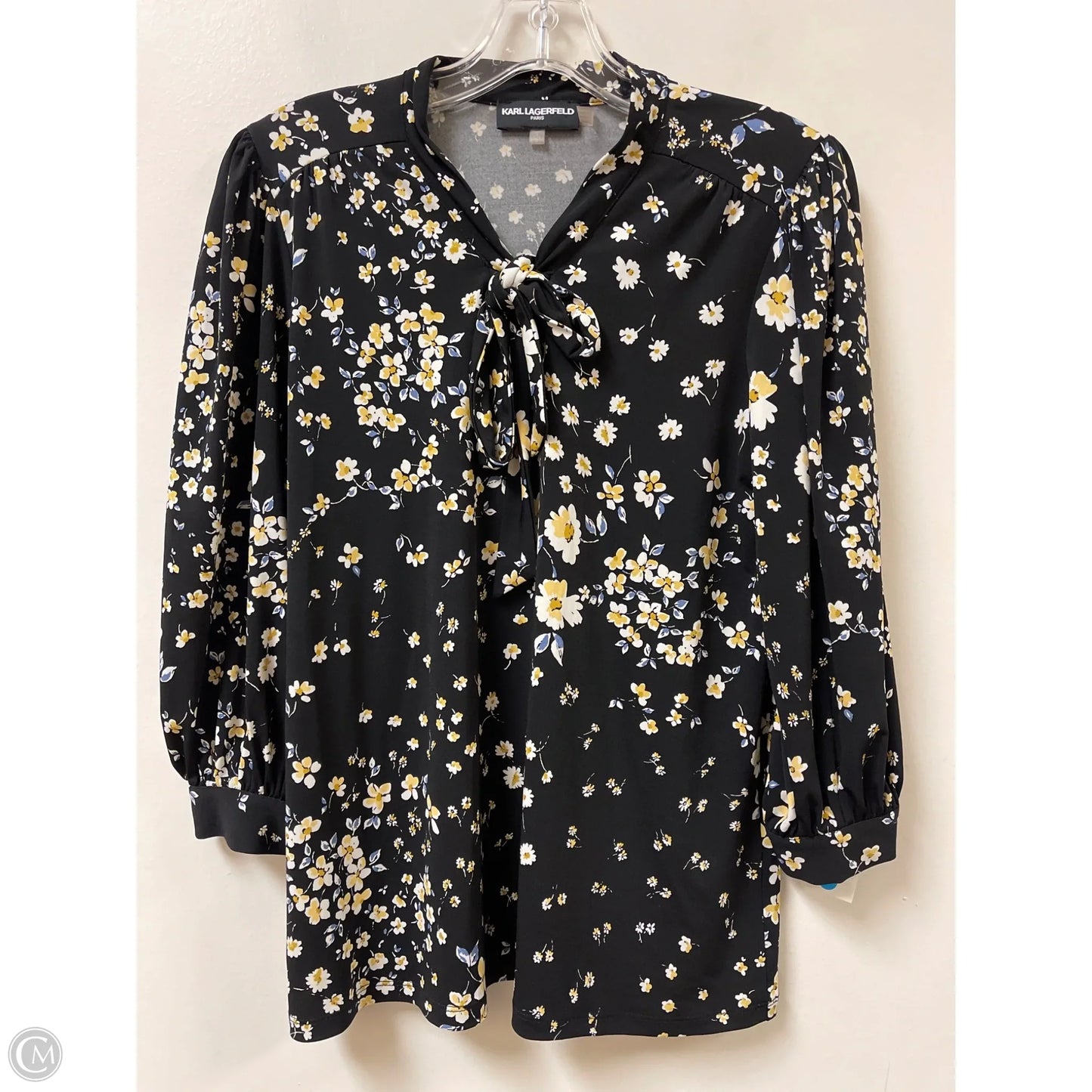 Top Long Sleeve Designer By Karl Lagerfeld In Floral Print, Size: S