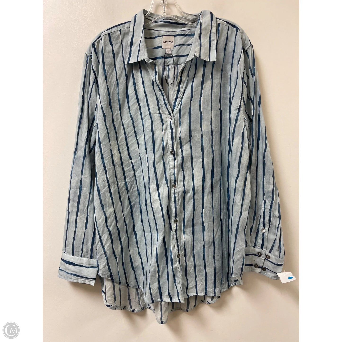 Blouse Long Sleeve By Nic + Zoe In Blue, Size: Xl