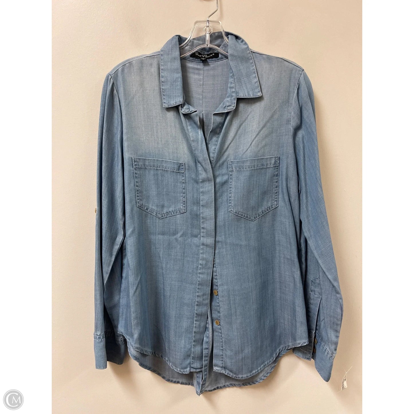 Blouse Long Sleeve By Velvet Heart In Blue, Size: M