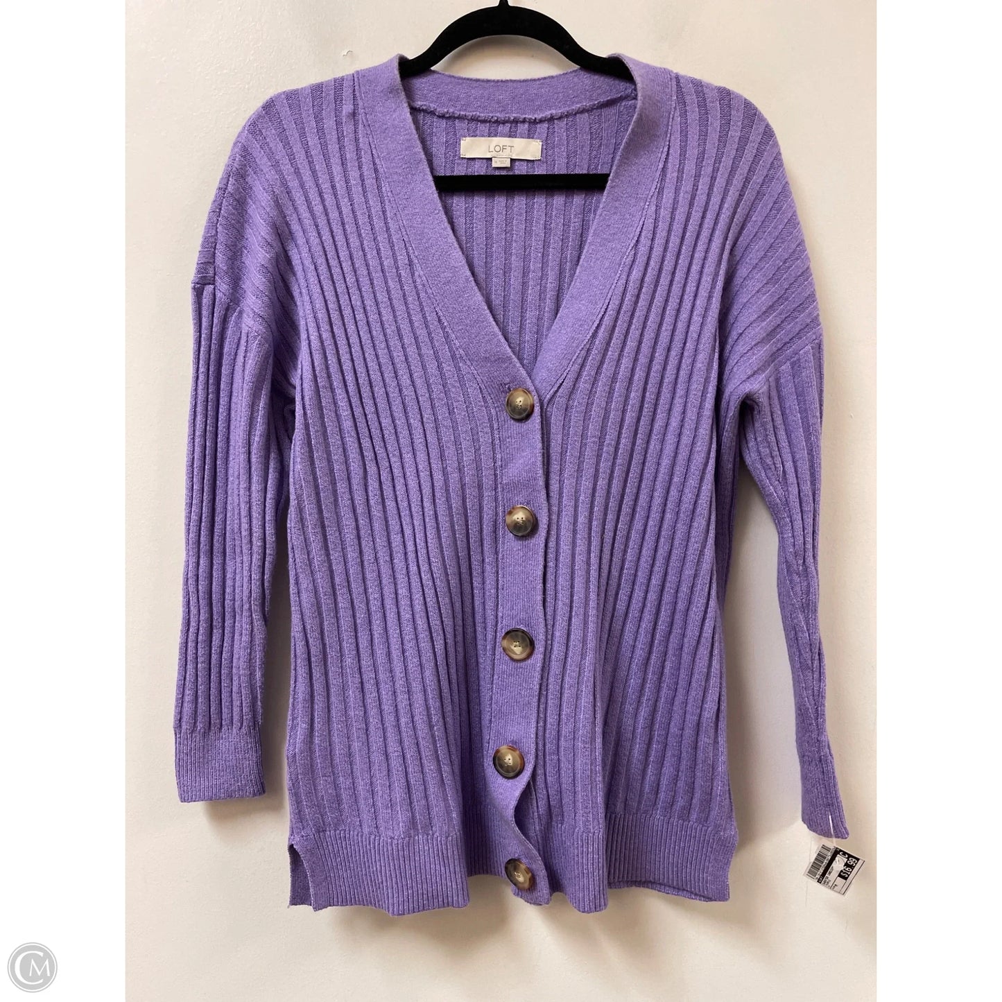 Sweater Cardigan By Loft In Purple, Size: M