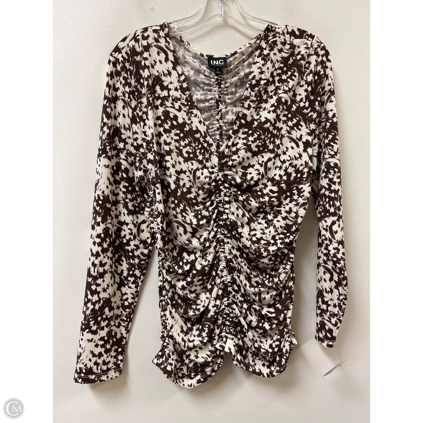 Top Long Sleeve By Inc In Brown, Size: Xl
