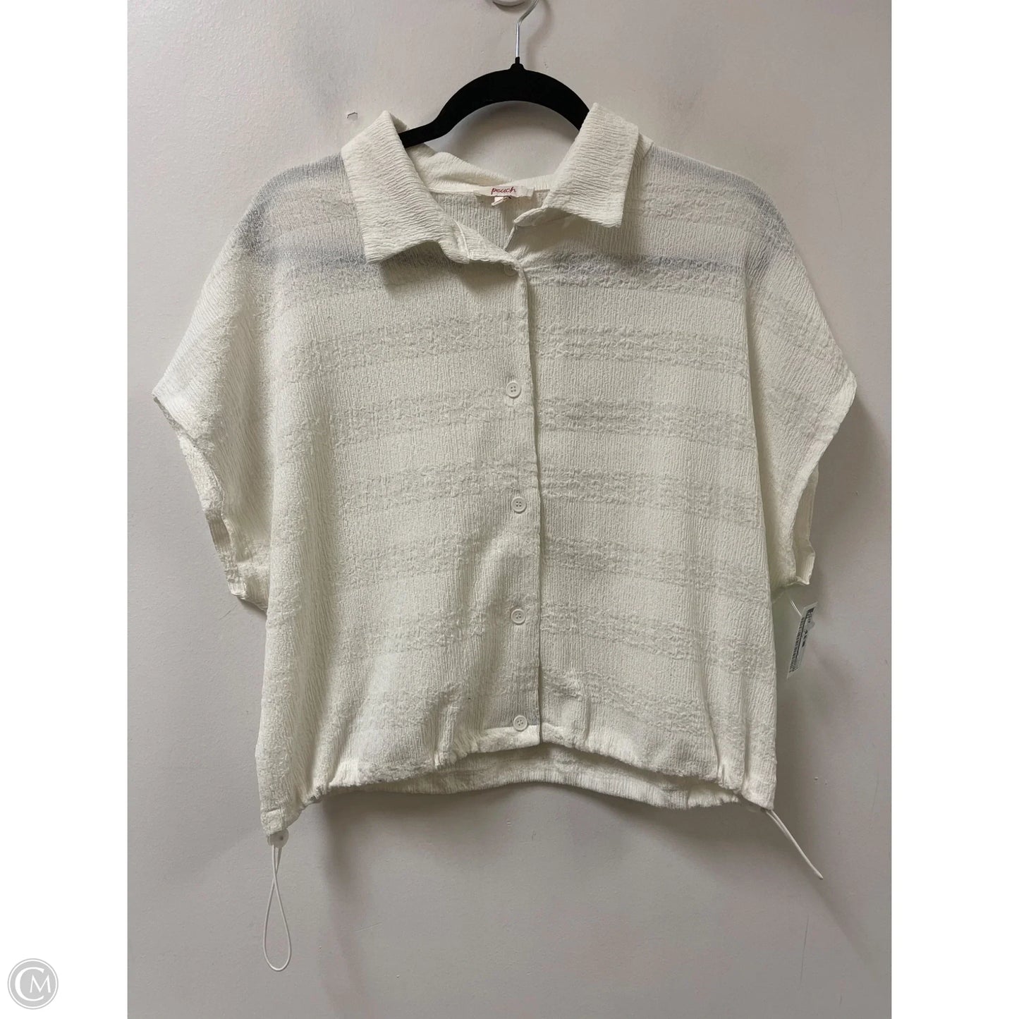 Blouse Short Sleeve By Peach In Cream, Size: L