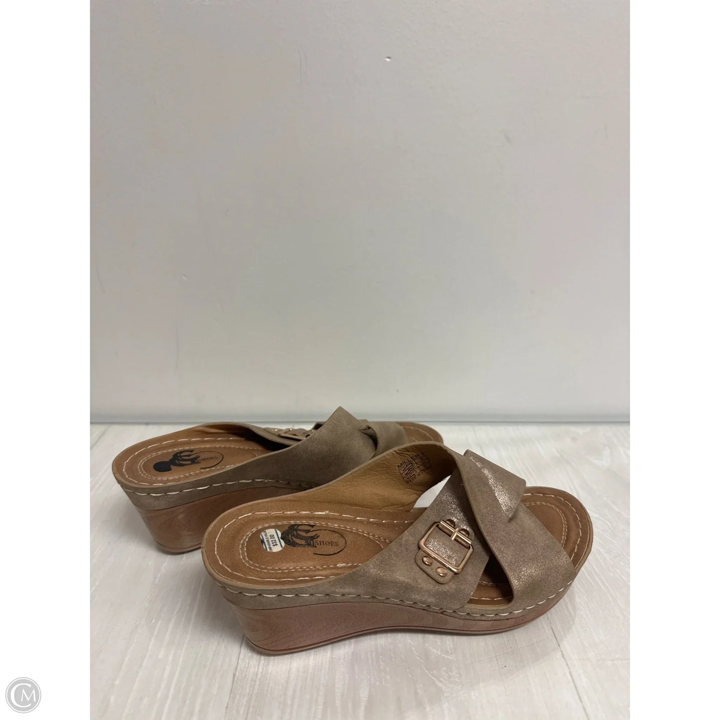 Sandals Heels Wedge By Clothes Mentor In Tan, Size: 7