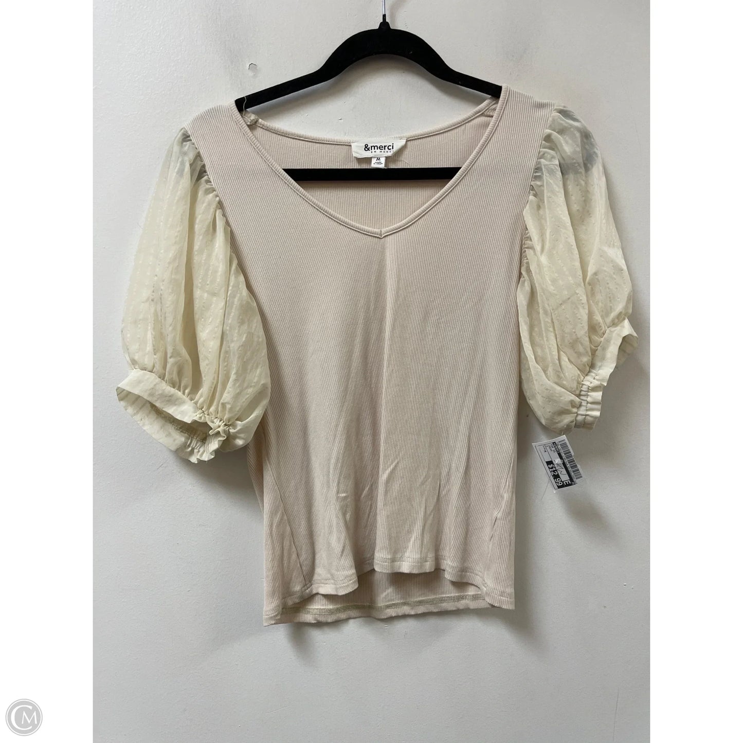 Top Short Sleeve By &merci In Cream, Size: M