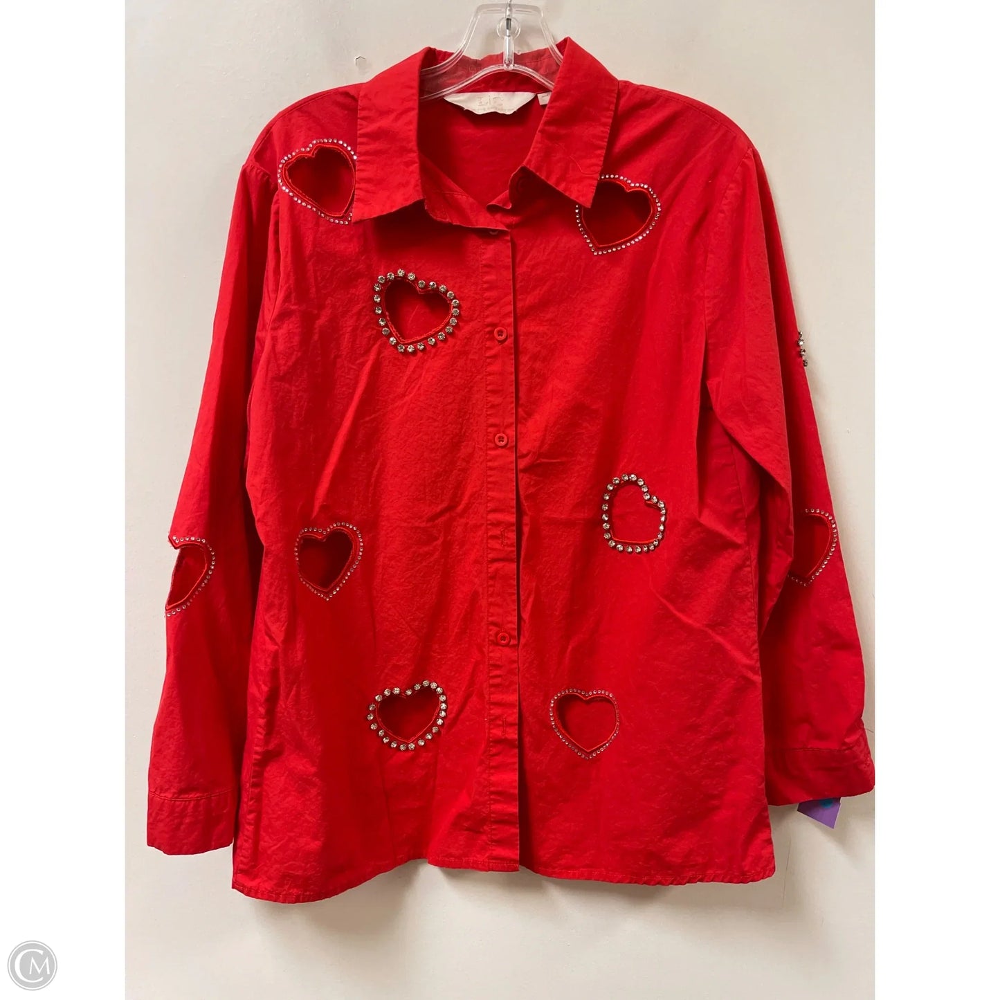 Blouse Long Sleeve By Clothes Mentor In Red, Size: L