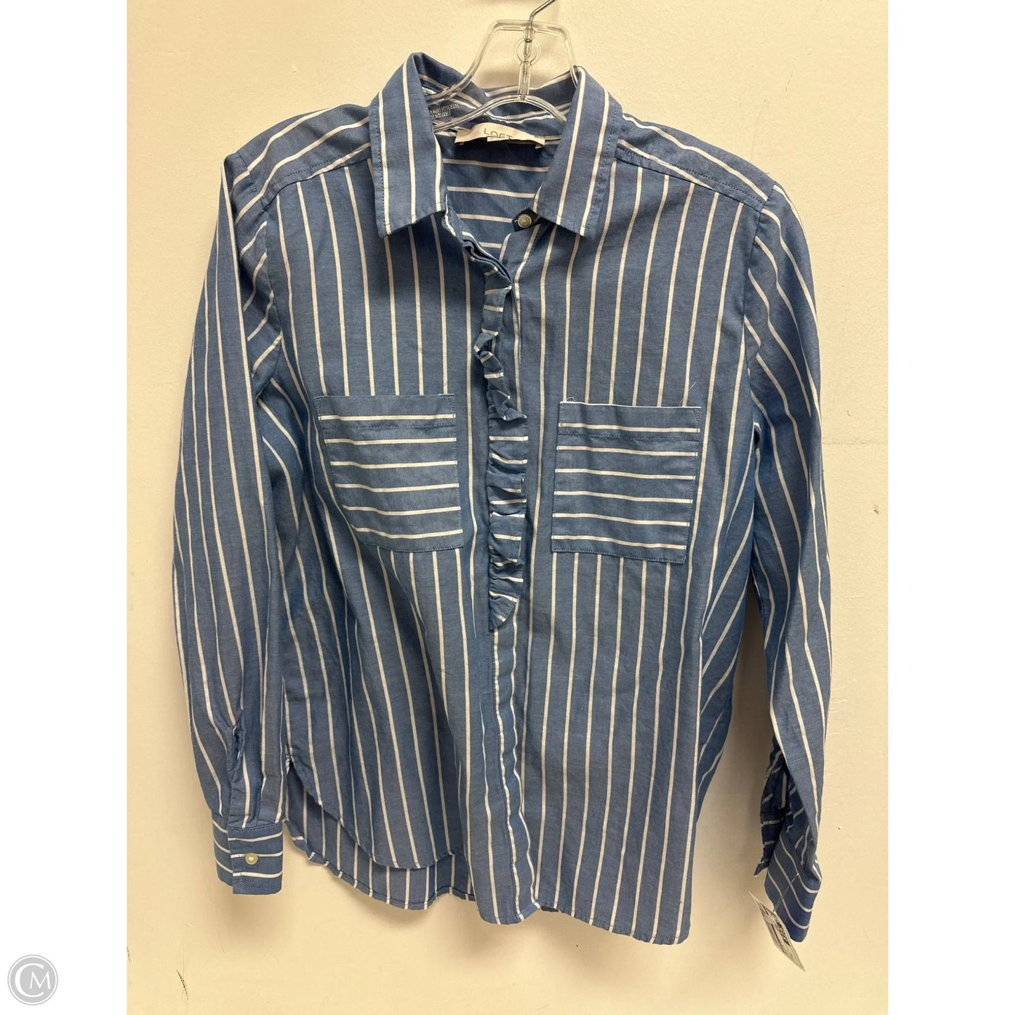 Blouse Long Sleeve By Loft In Blue, Size: S