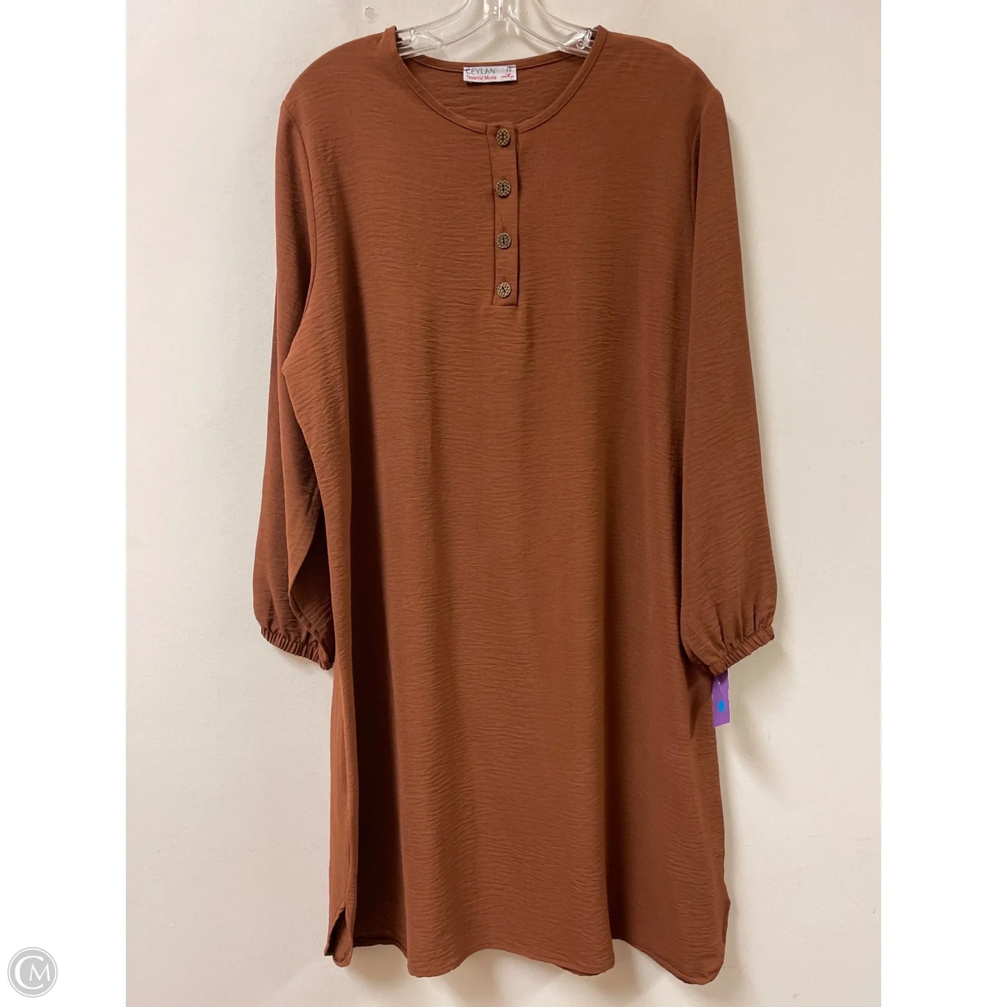 Dress Casual Midi By Clothes Mentor In Brown, Size: L