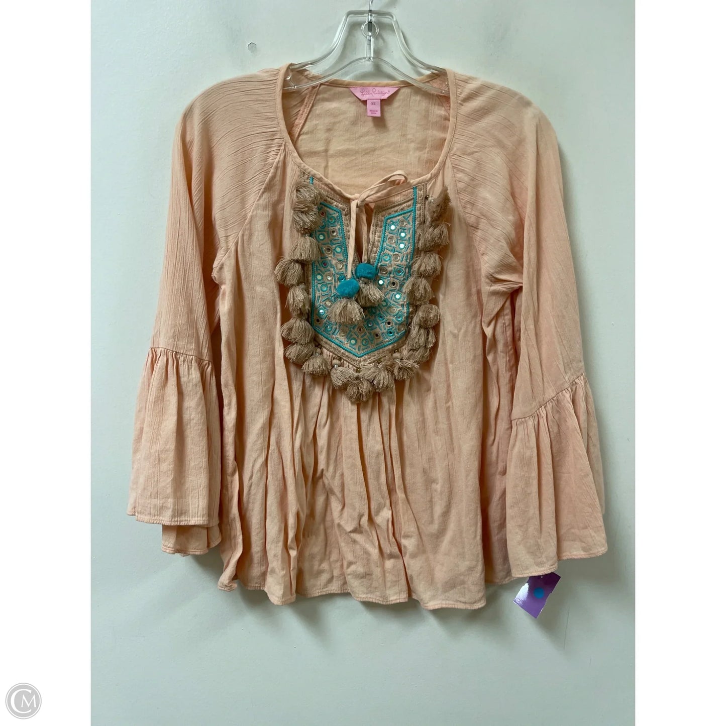 Top Long Sleeve Designer By Lilly Pulitzer In Peach, Size: Xs