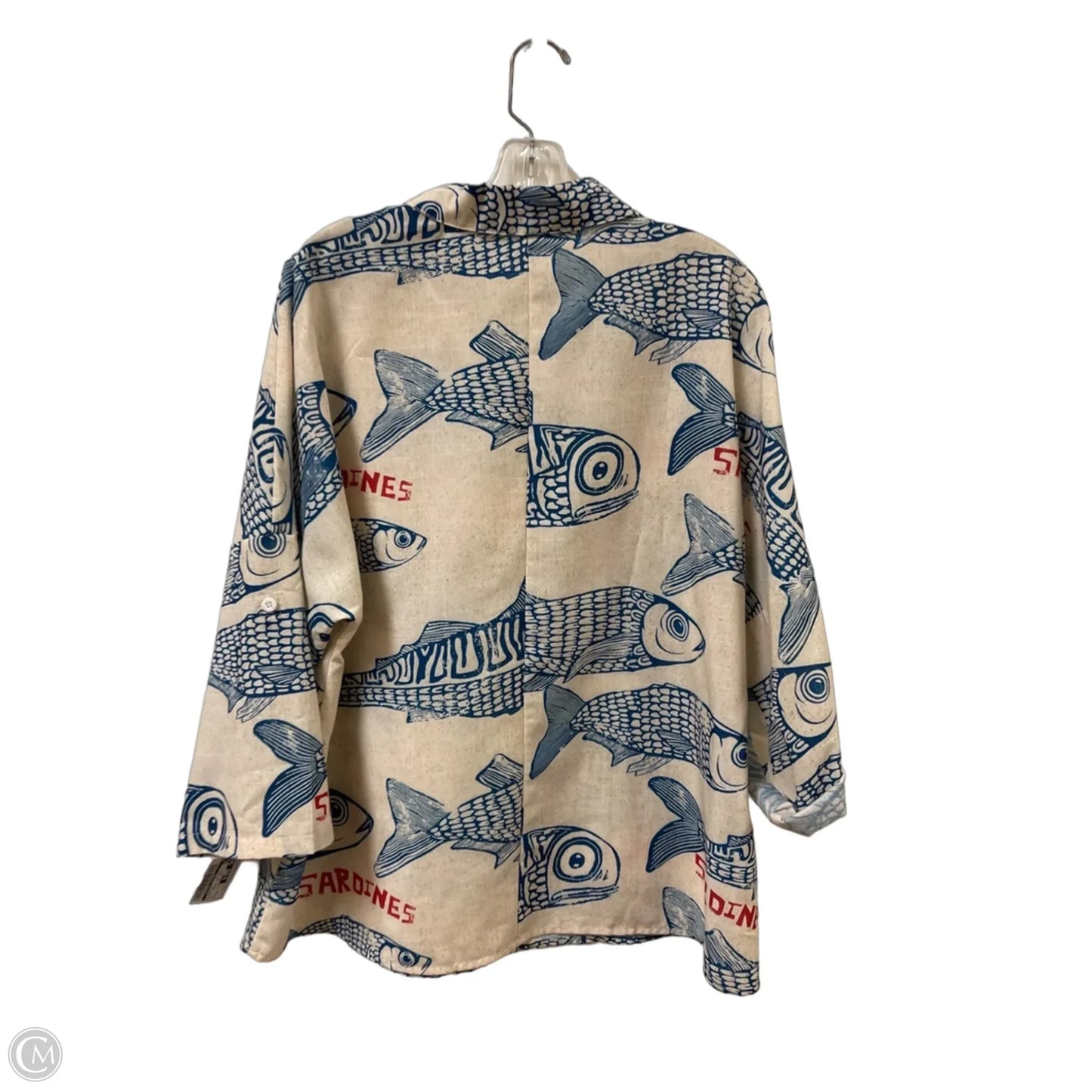 Blouse Long Sleeve By Clothes Mentor In Blue & Cream, Size: Xl