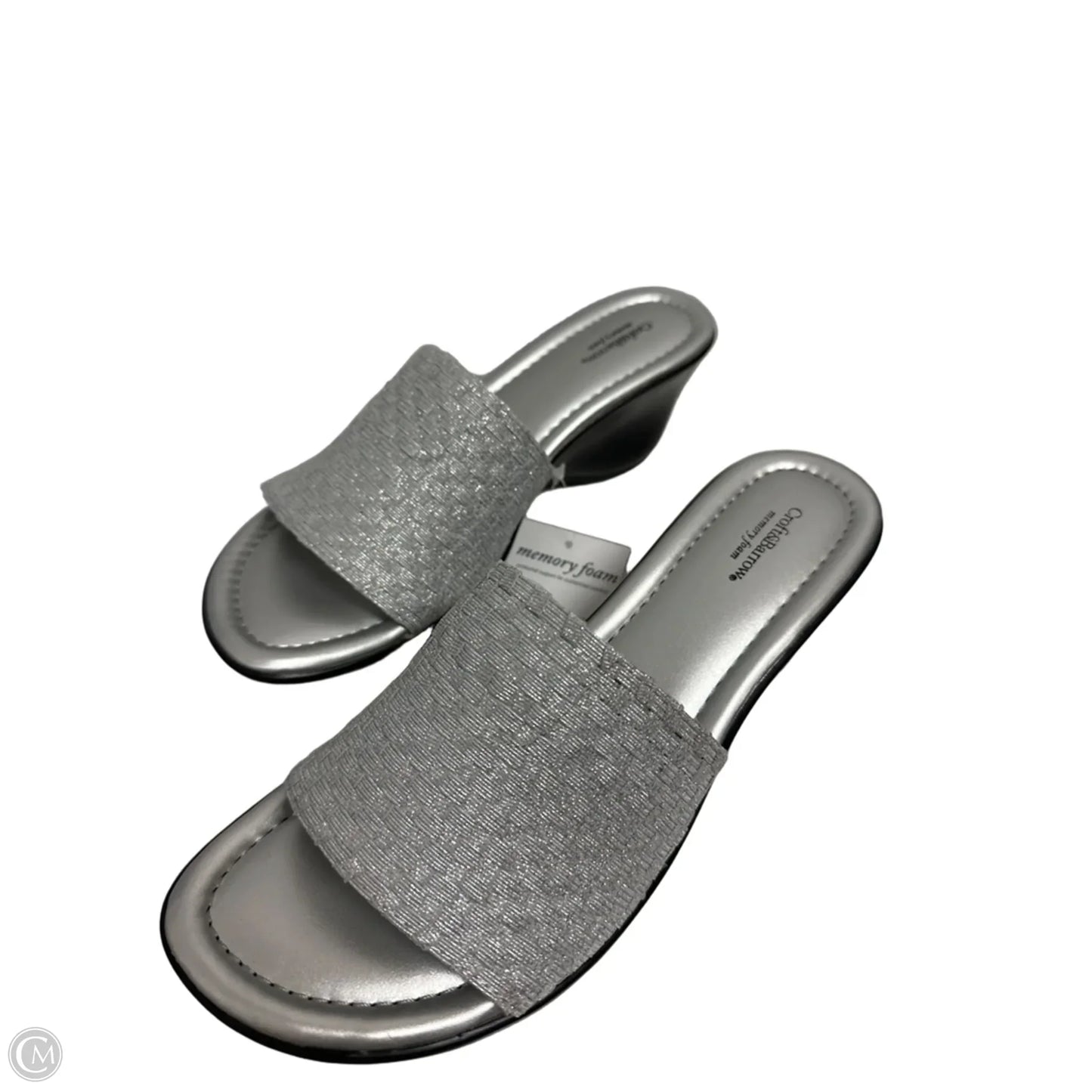 Sandals Heels Wedge By Croft And Barrow In Silver, Size: 8