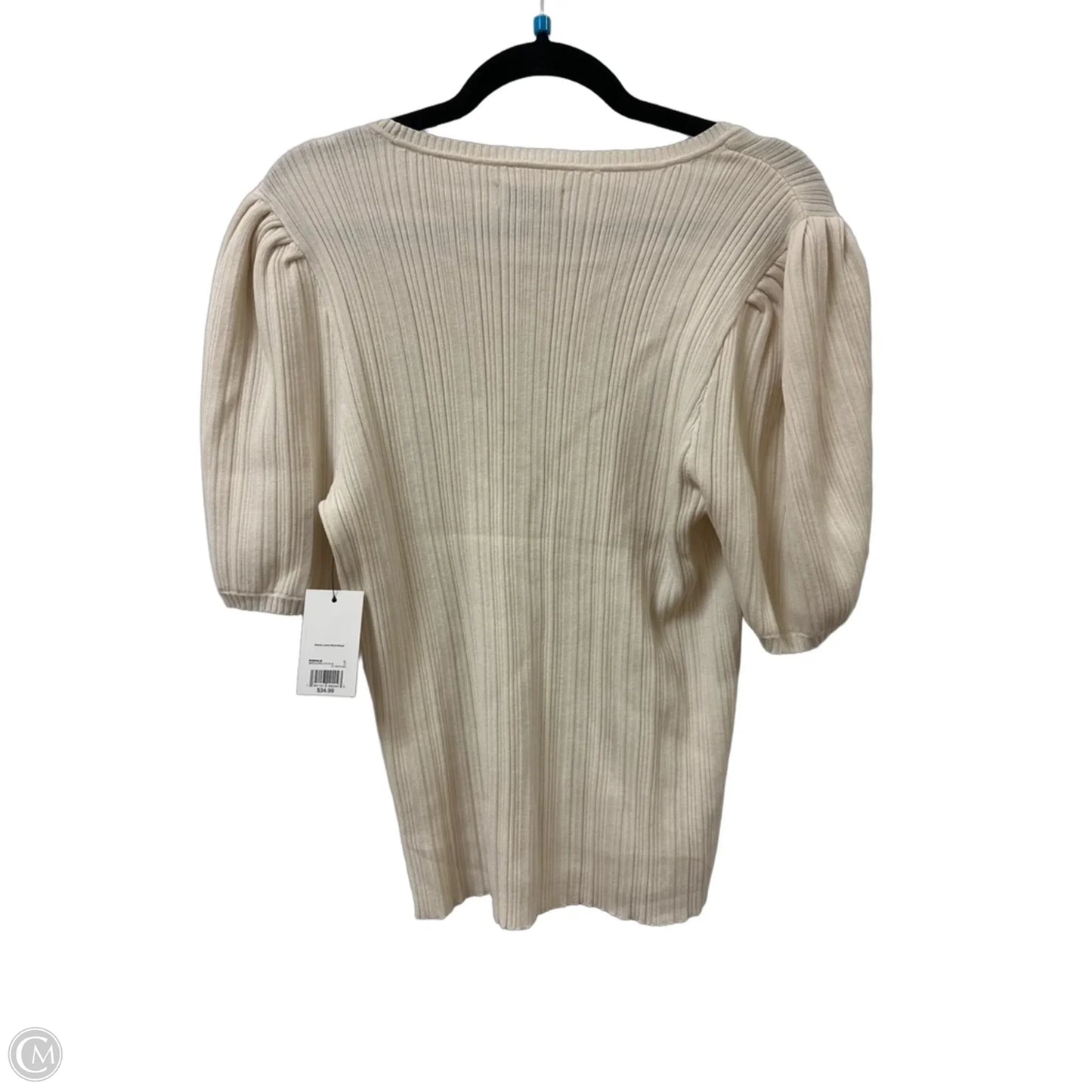 Sweater Short Sleeve By Nine West In Cream, Size: Xl
