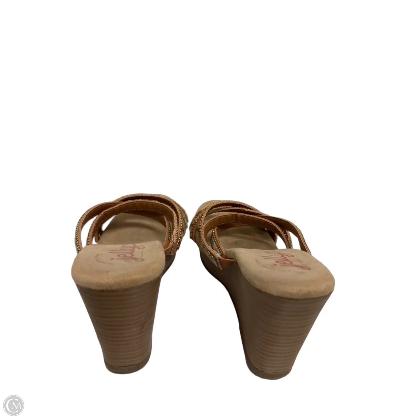 Sandals Heels Wedge By Jelly Pop In Brown, Size: 7